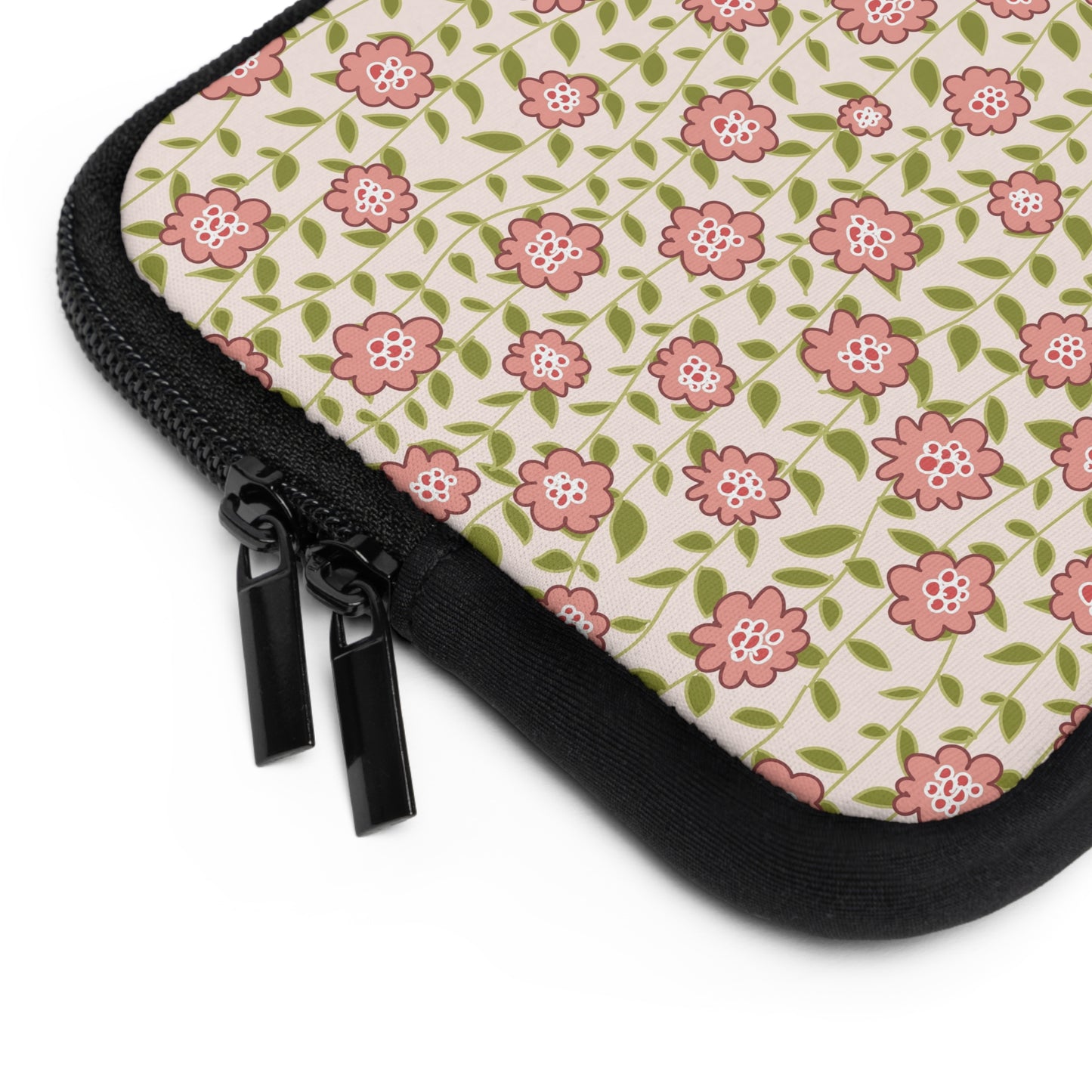 Coral Flowers on Cream Laptop Sleeve