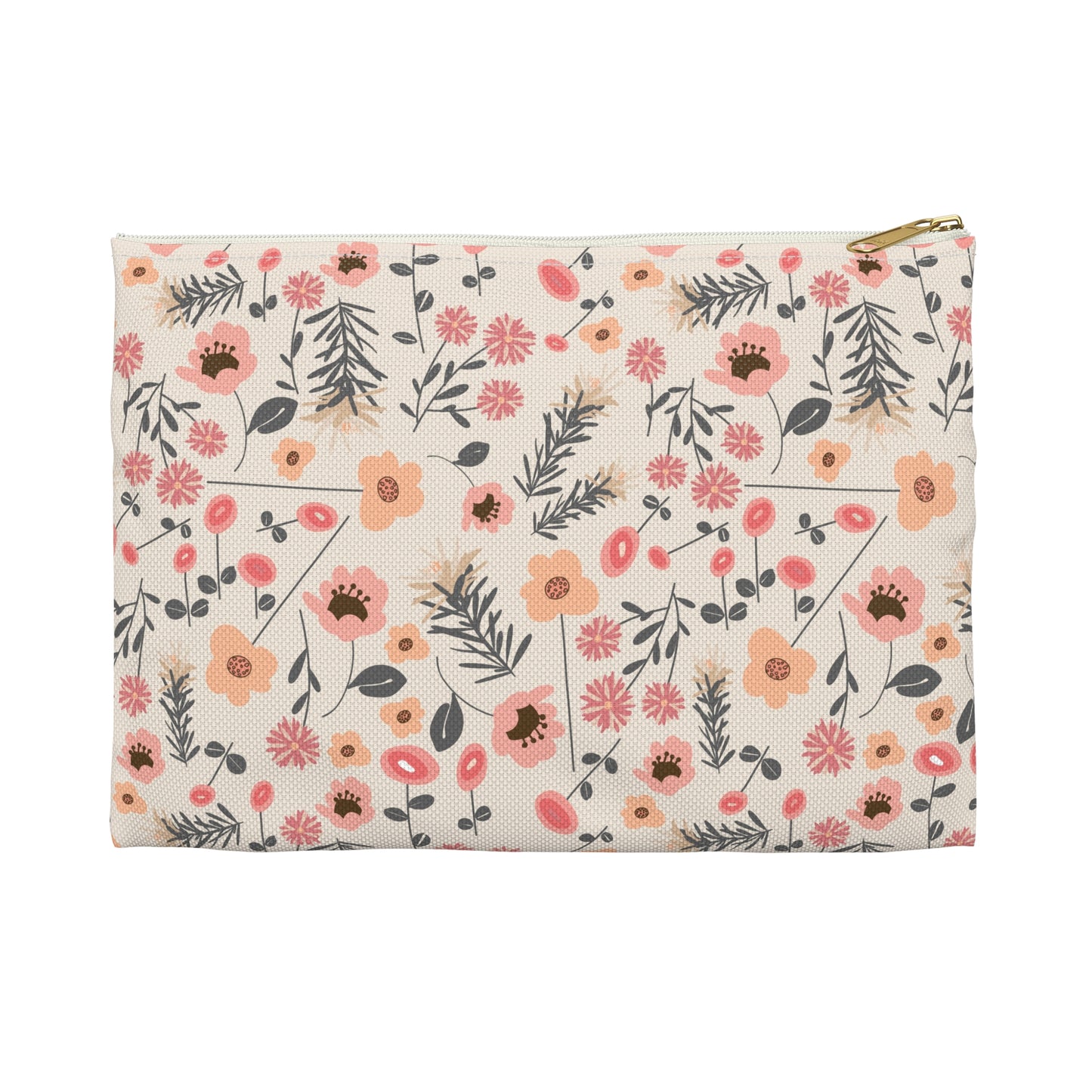 Peach and Cream Wildflowers Accessory Pouch