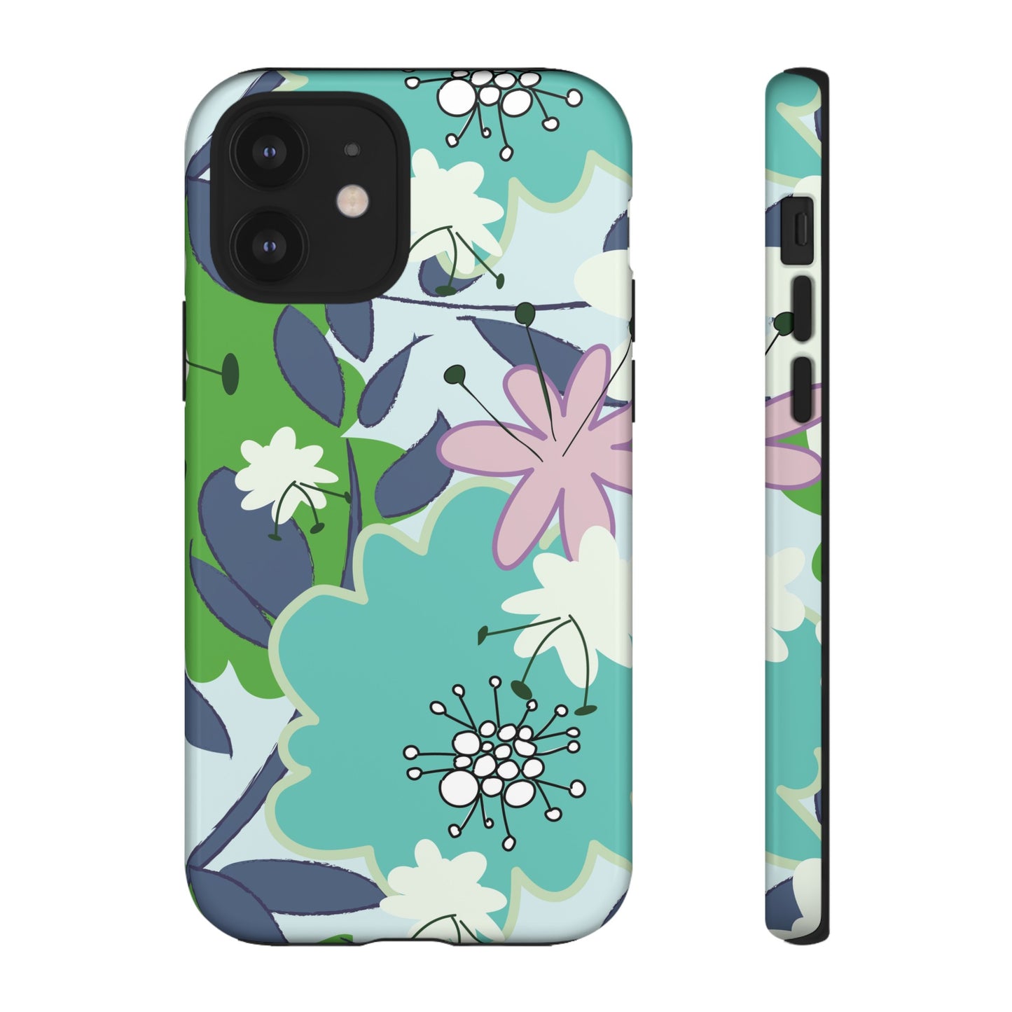 Mid Mod Floral in Blue and Green Tough Cases