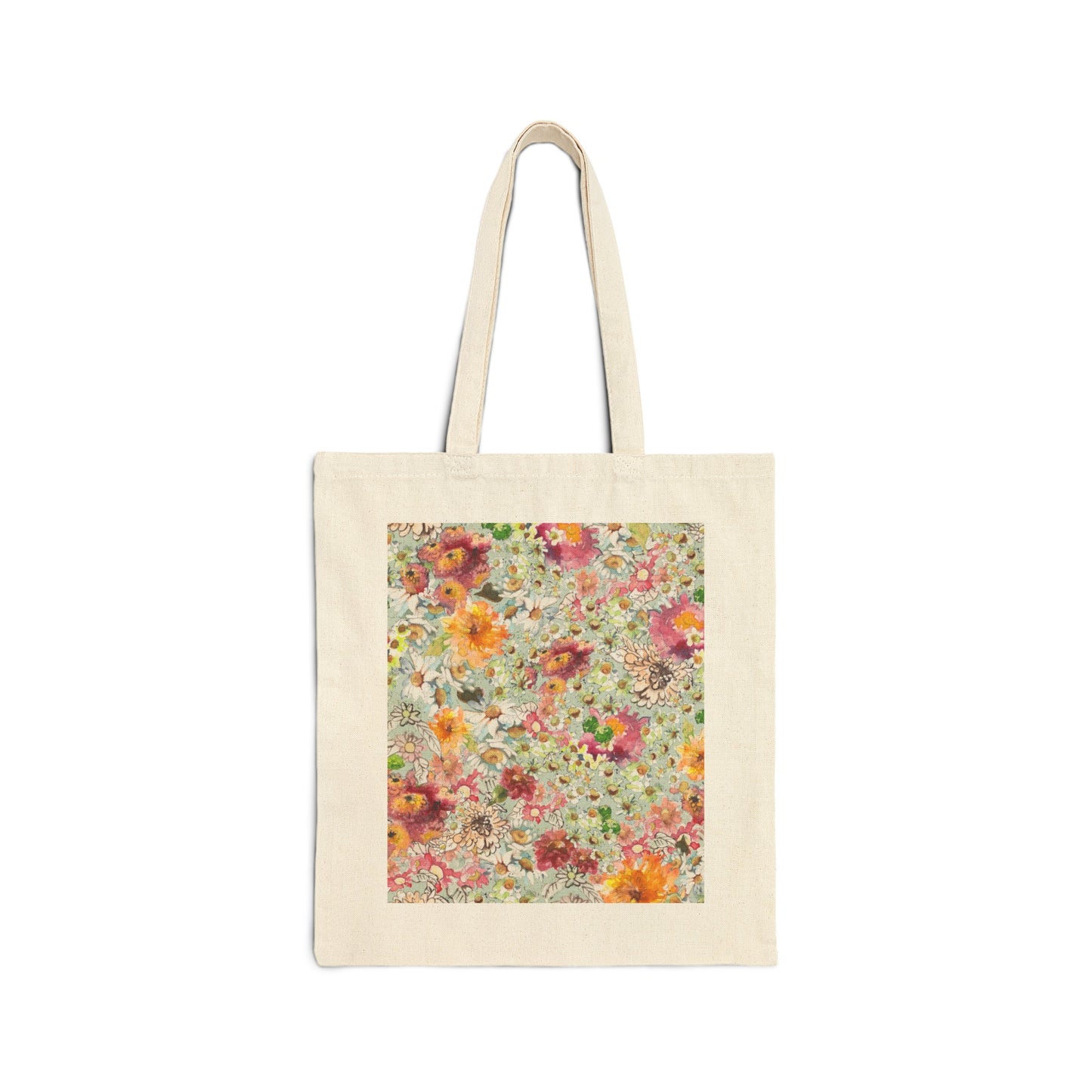 Farmhouse Floral Cotton Canvas Tote Bag