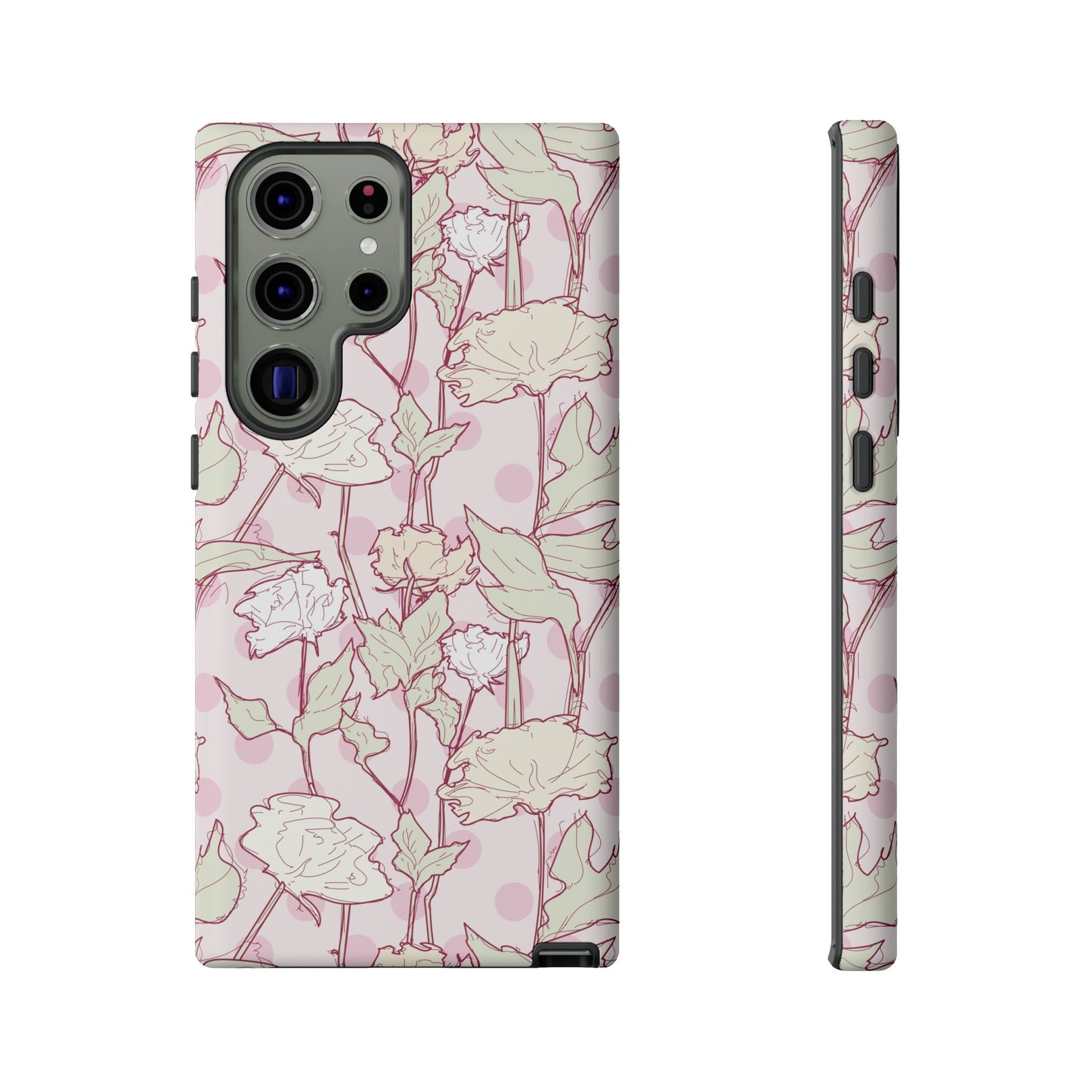 Roses and Dots in Pink Tough Cases for Samsung.