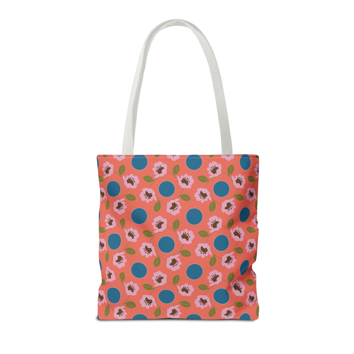 Wildflowers with Dots in Coral and Blue Tote Bag