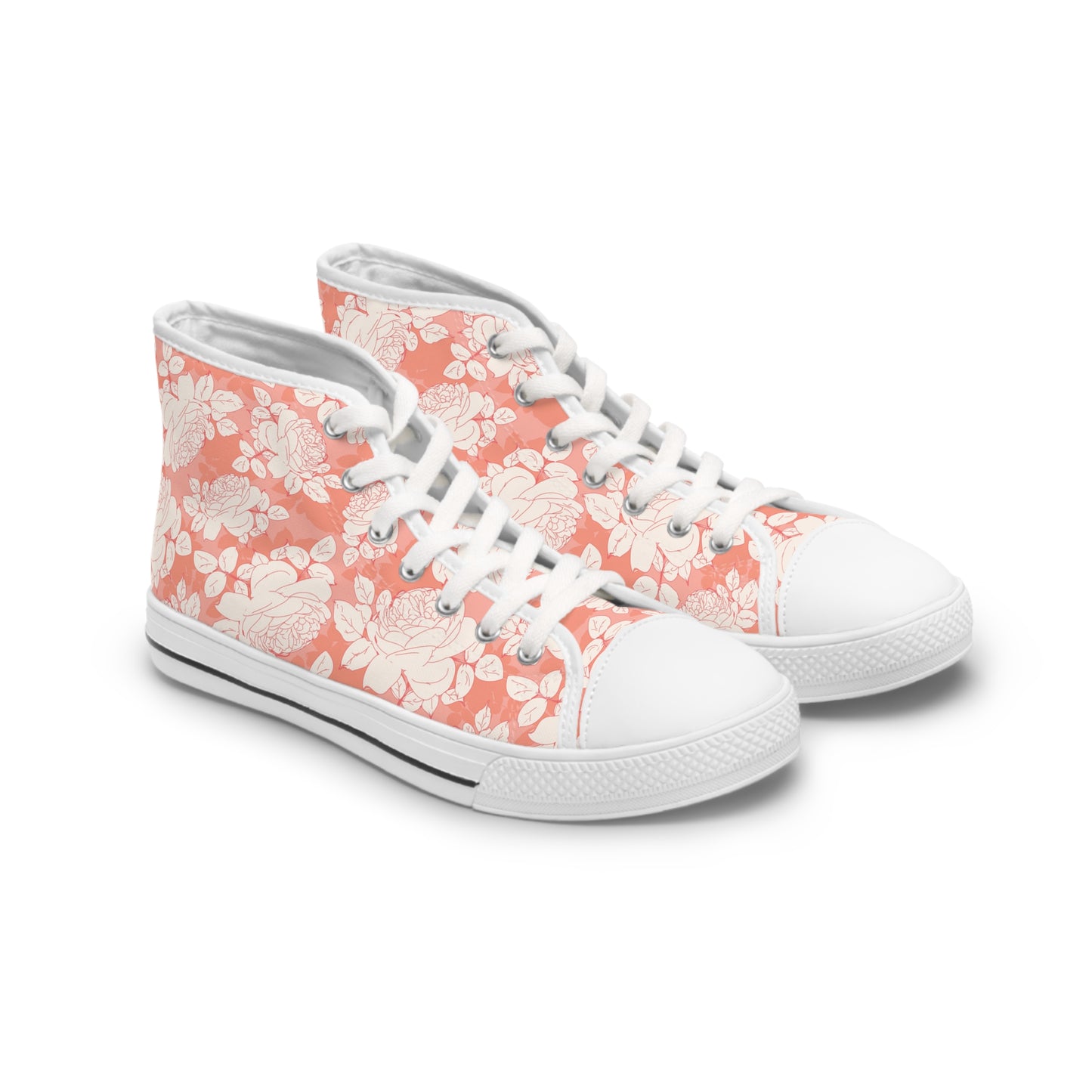 Peach and Cream Roses Women's High Top Sneakers