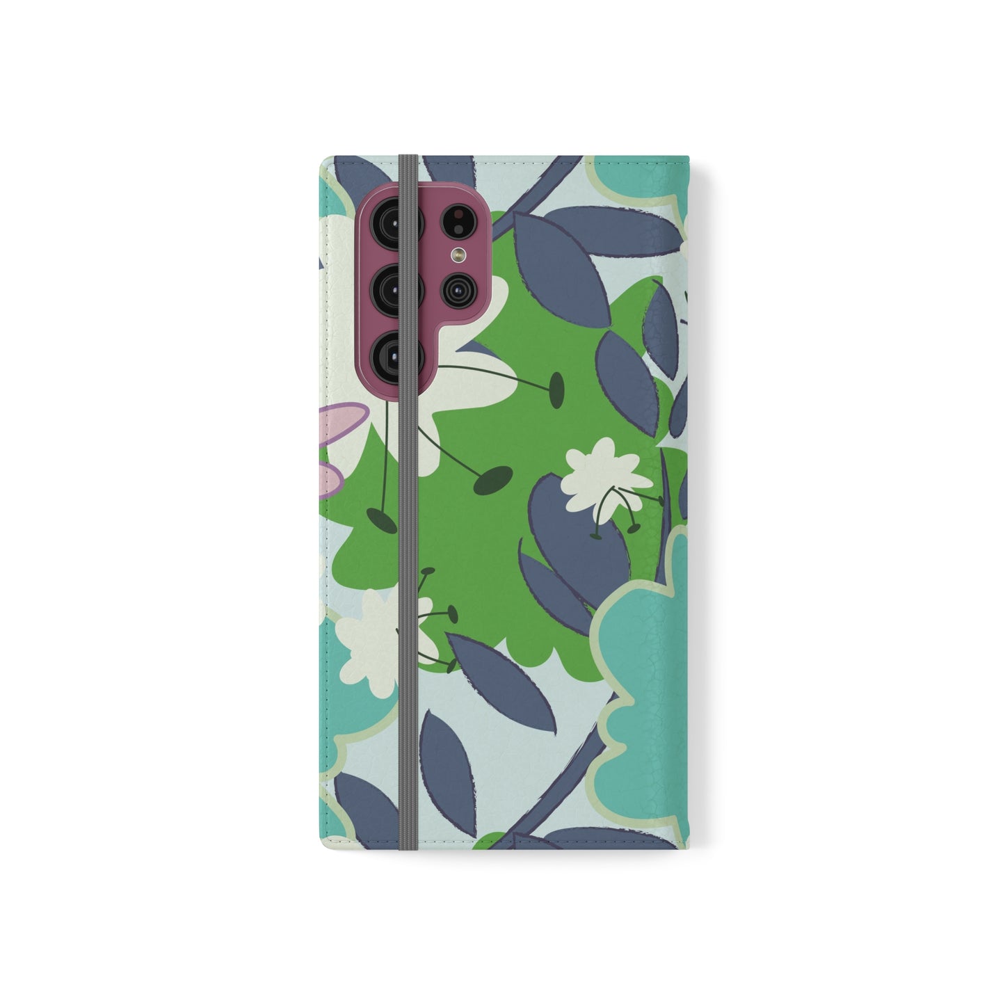 Mid Mod Floral in Blue and Green Flip Cases for Samsung