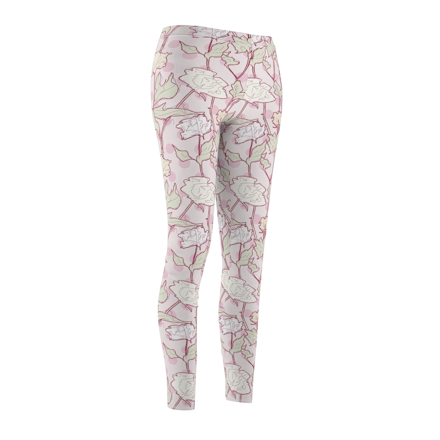 Roses and Dots in Pink Women's Casual Leggings