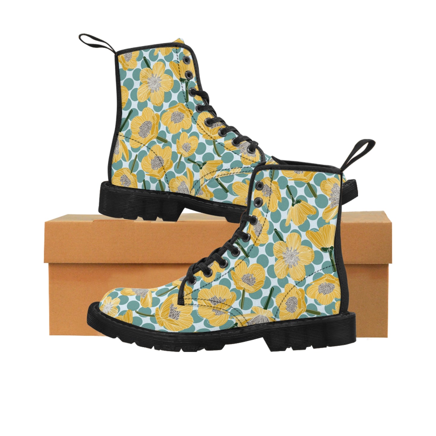 Buttercups and polka dots Women's Canvas Boots