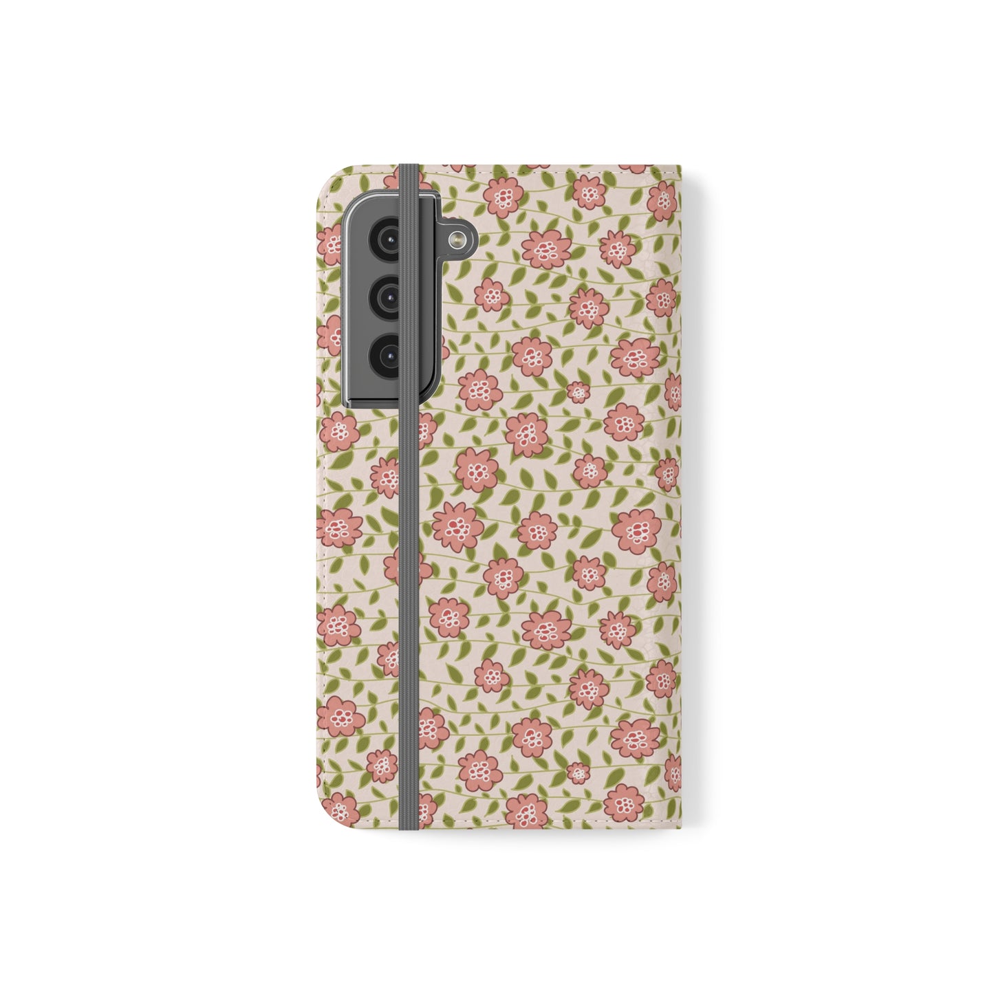 Coral Flowers on Cream Flip Cases for Samsung