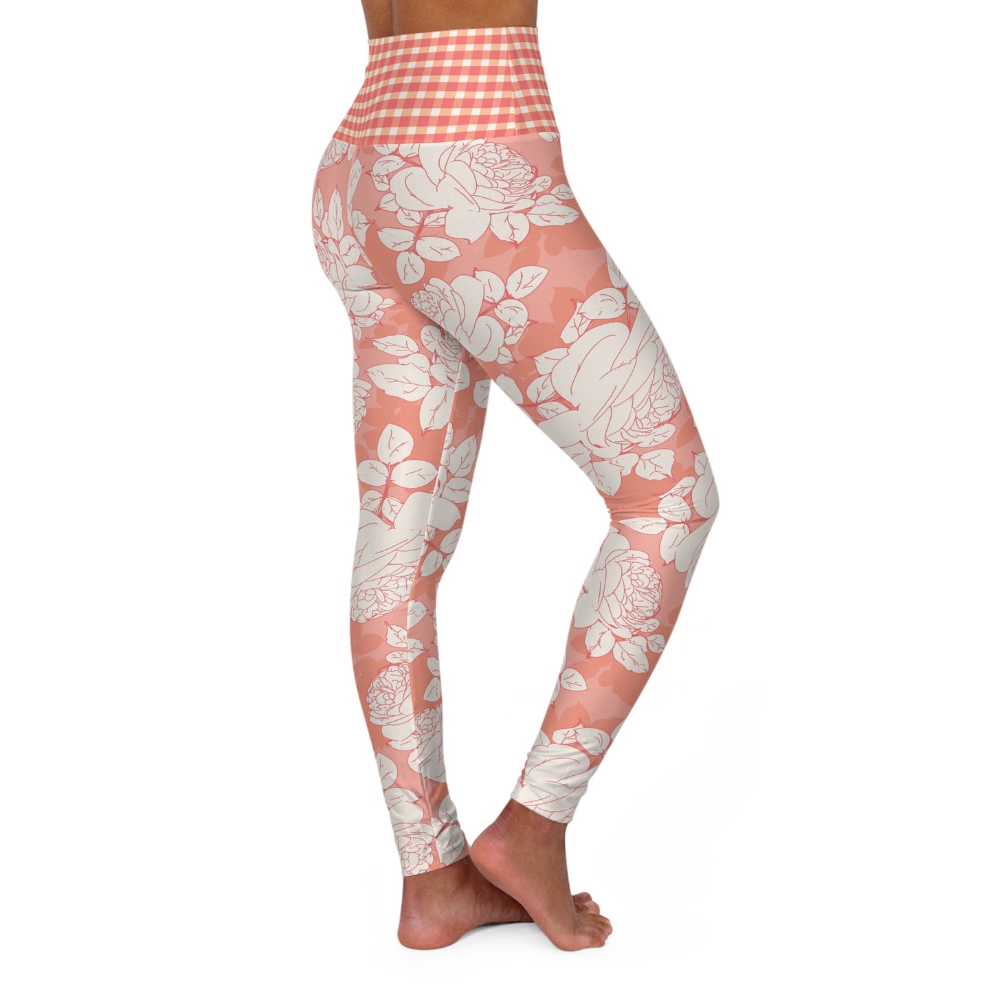 Peach and Cream RosesHigh Waisted Yoga Leggings