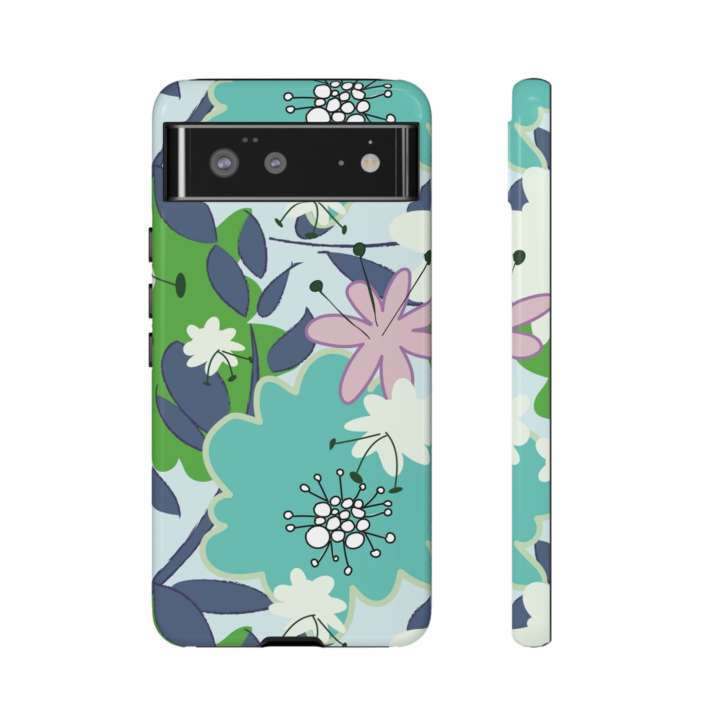 Mid Mod Floral in Blue and Green Tough Cases