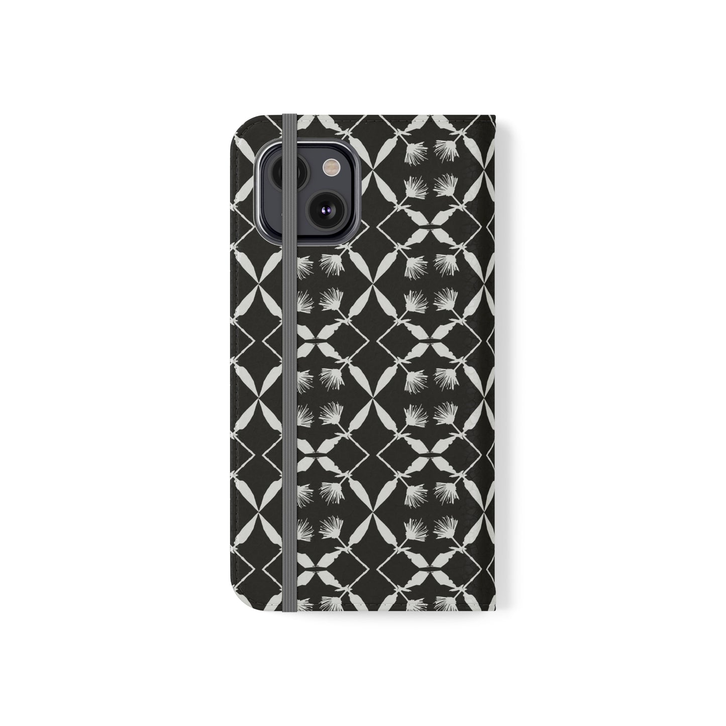 Black and White Floral Flip Cases for iPhone