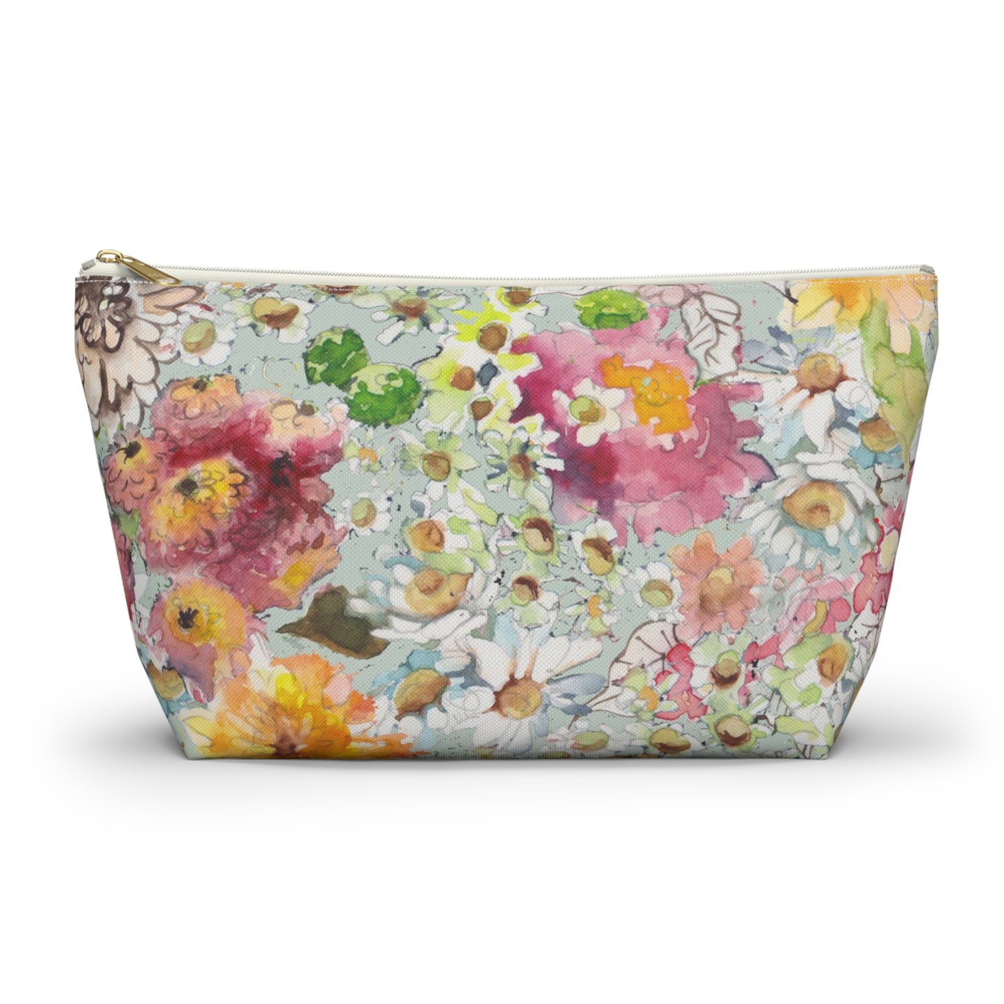 Farmhouse Floral Accessory Pouch w T-bottom