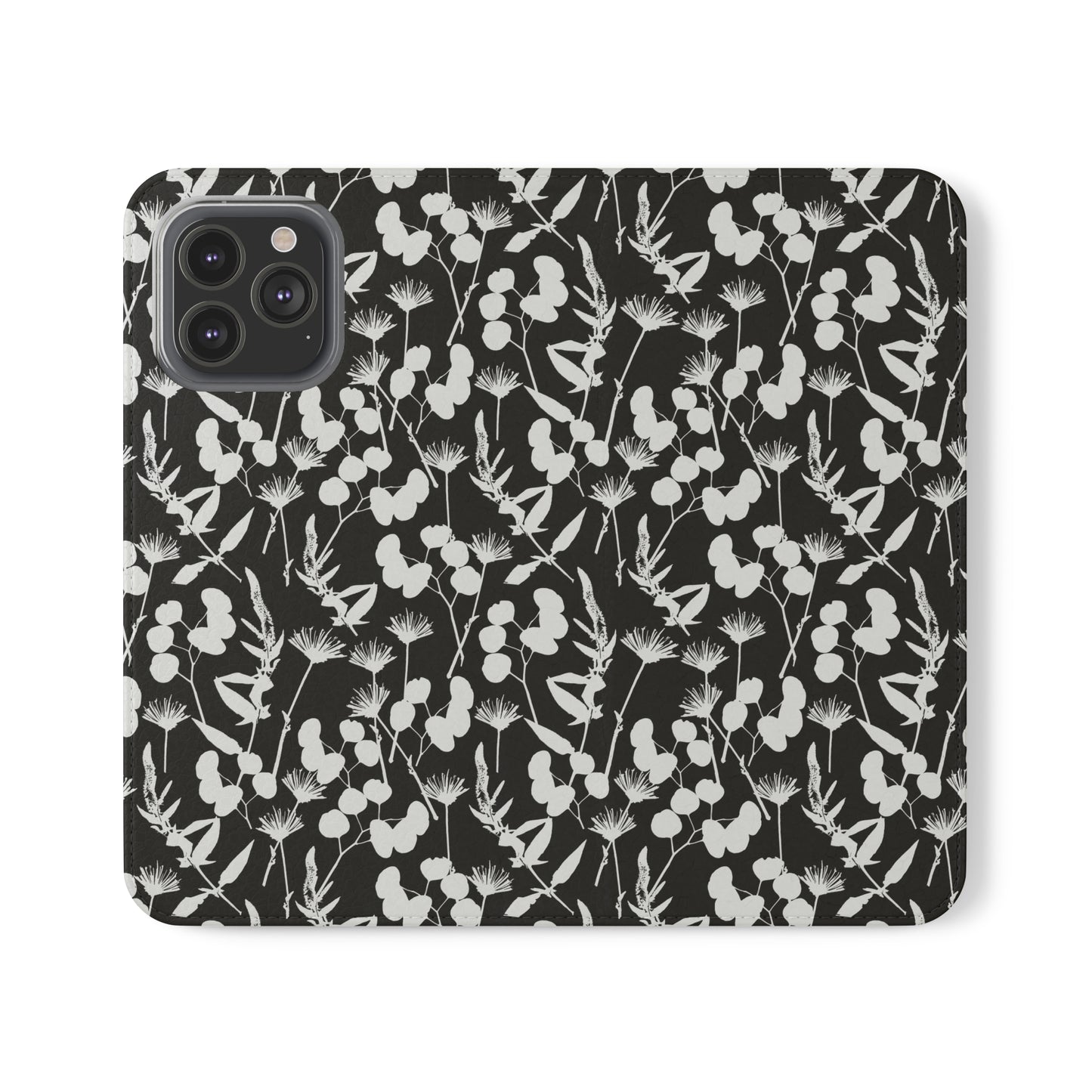 Black and White Floral Flip Cases for iPhone