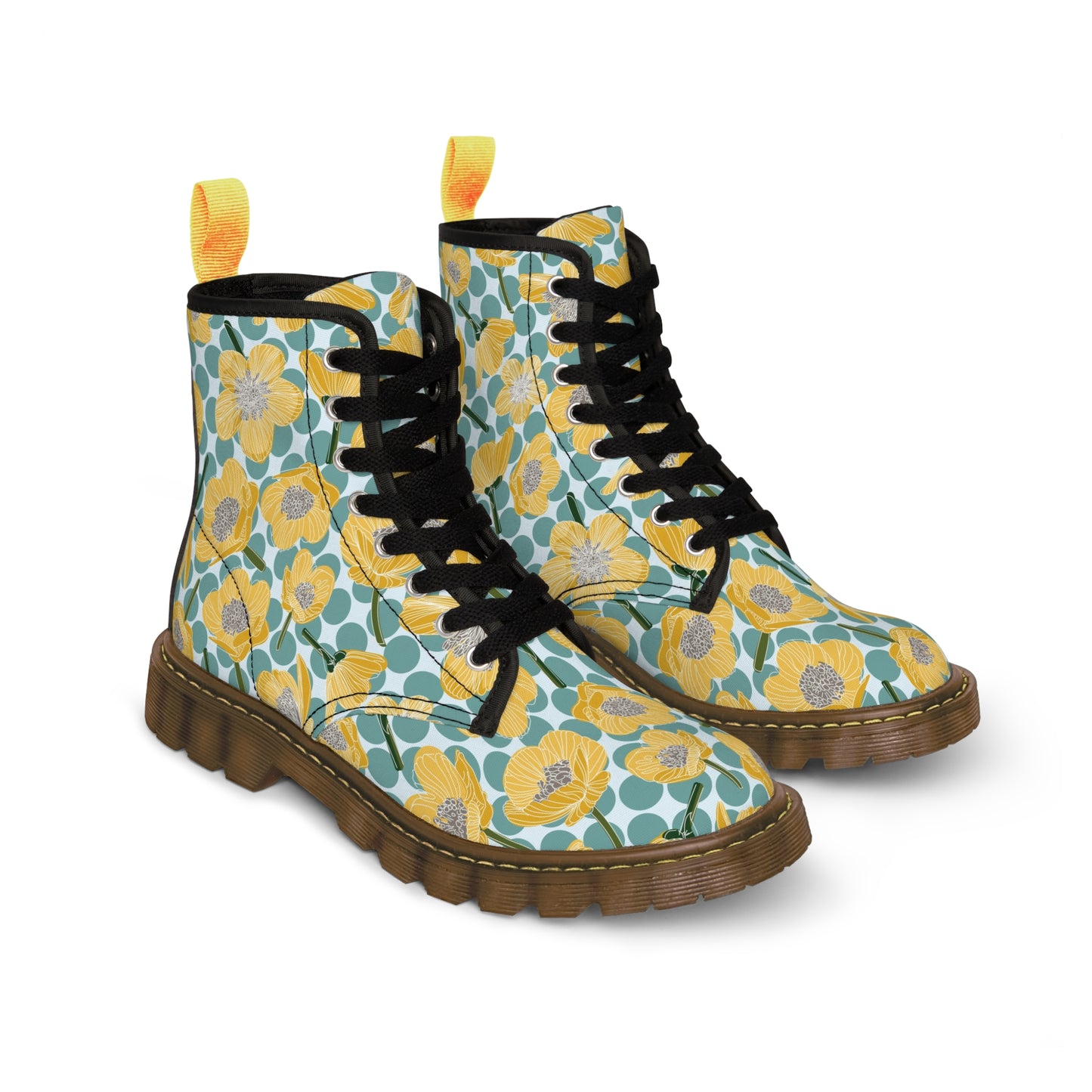 Buttercups and polka dots Women's Canvas Boots