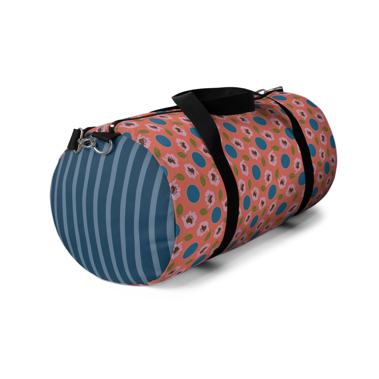 Wildflowers with Dots on Coral and Blue Duffel Bag