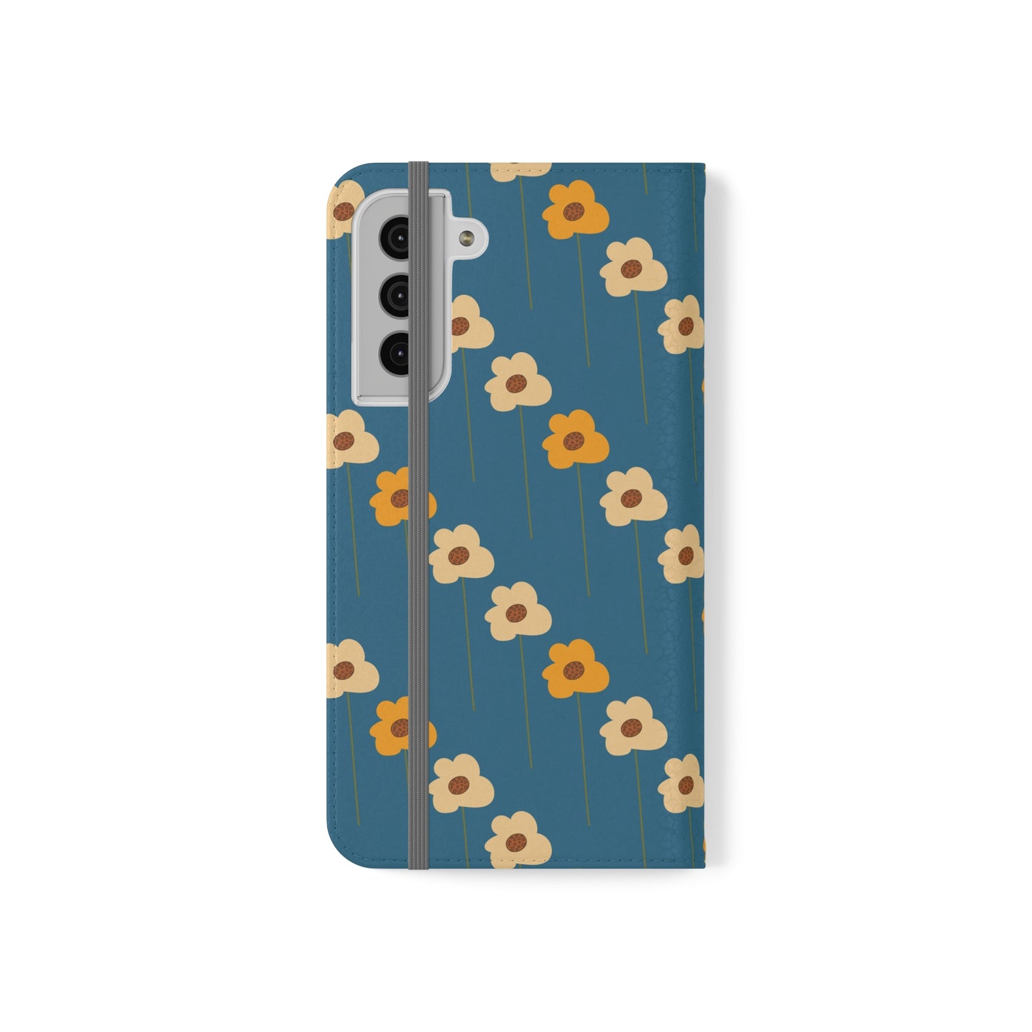 Yellow Wildflowers on Blue Flip Cases for Samsung