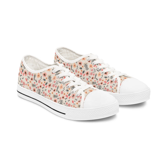 Peach and Cream Wildflowers Women's Low Top Sneakers