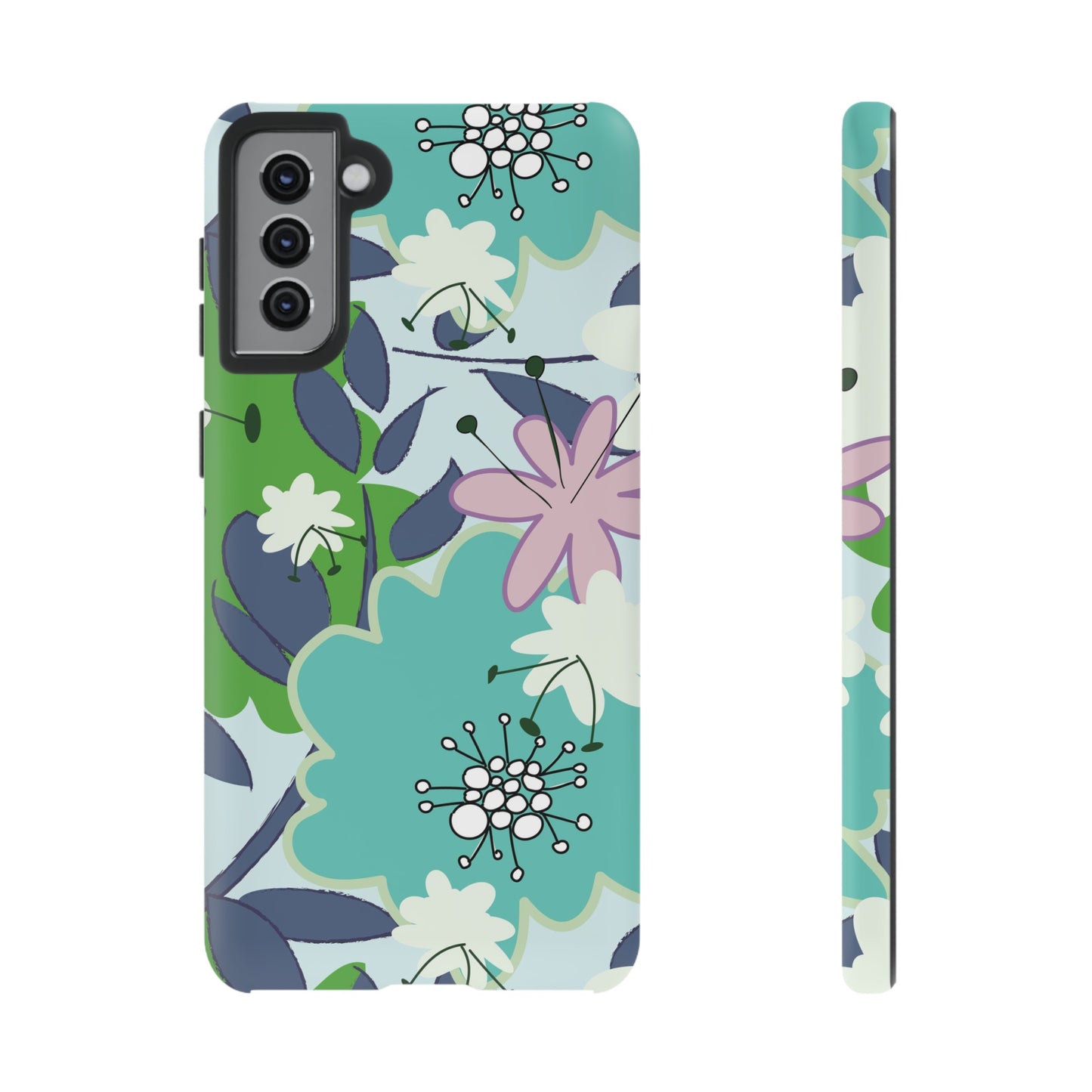 Mid Mod Floral in Blue and Green Tough Cases