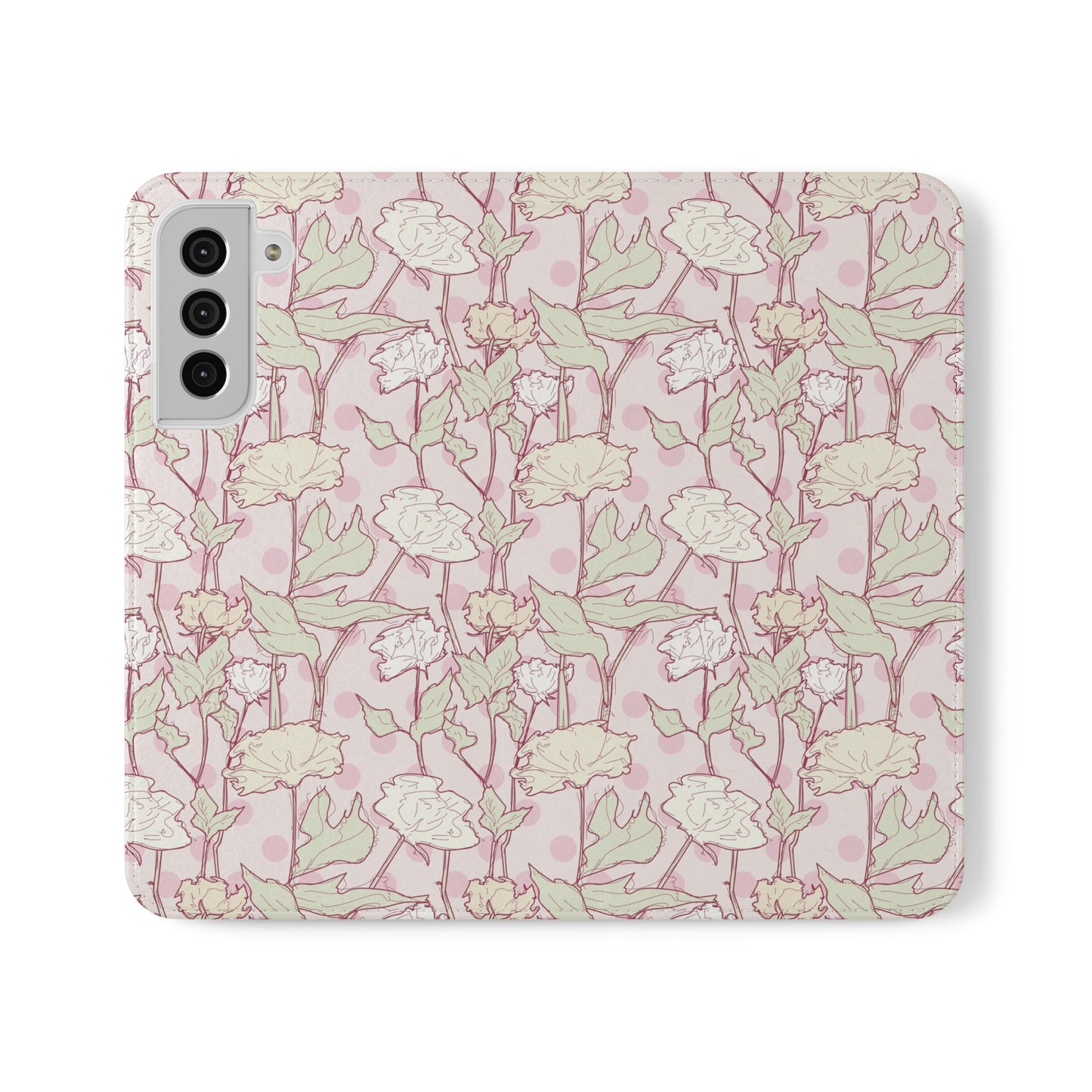 Roses and Dots in Pink Flip Cases for Samsung