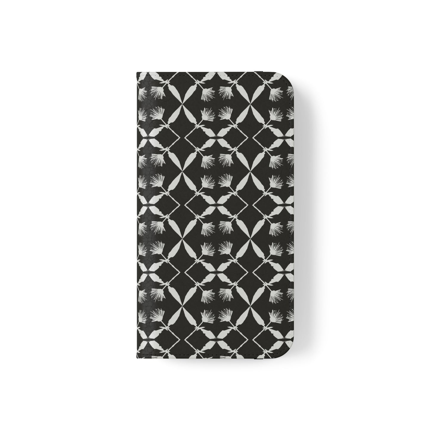 Black and White Floral Flip Cases for iPhone