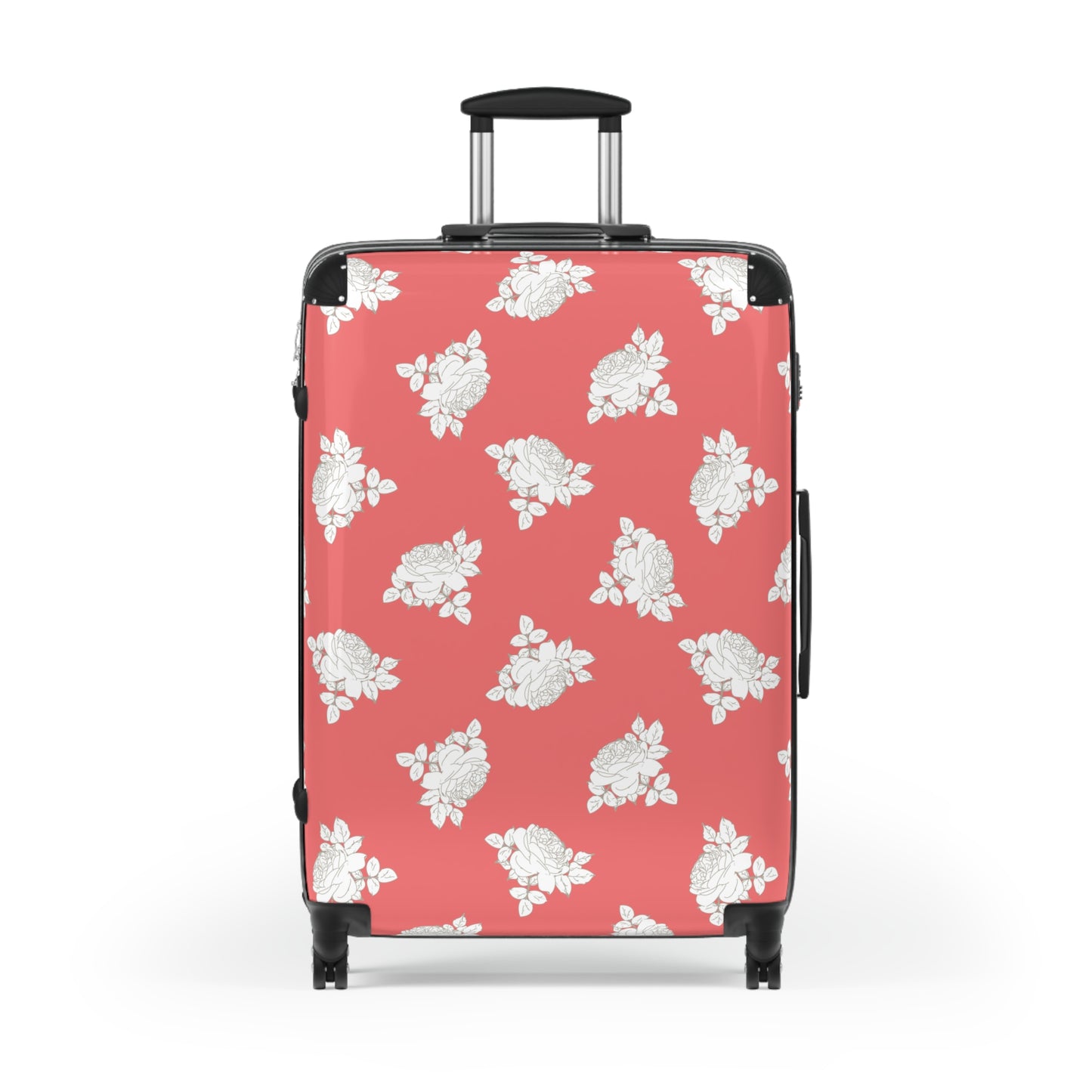 Cream Roses on Bright Coral Suitcase