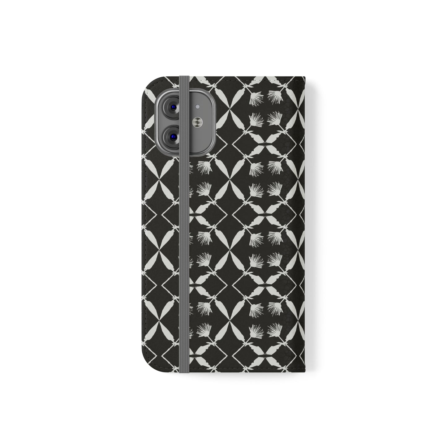 Black and White Floral Flip Cases for iPhone