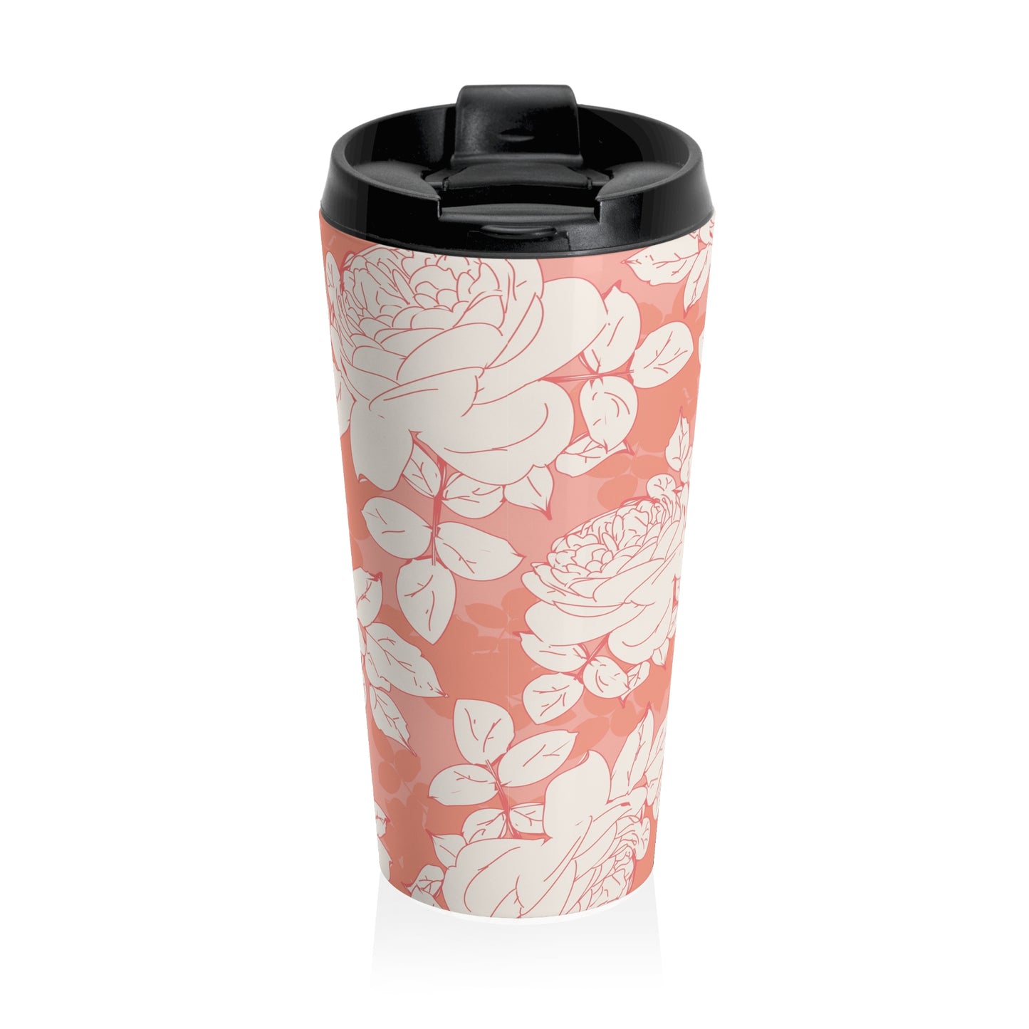 Peach and Cream Roses Stainless Steel Travel Mug