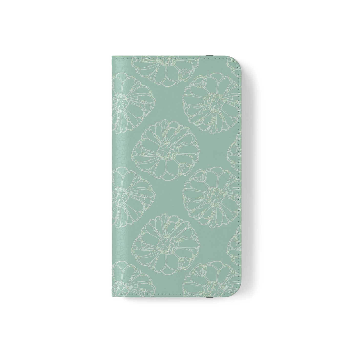 Cream Flower Outline on Aqua Flip Cases for Samsung