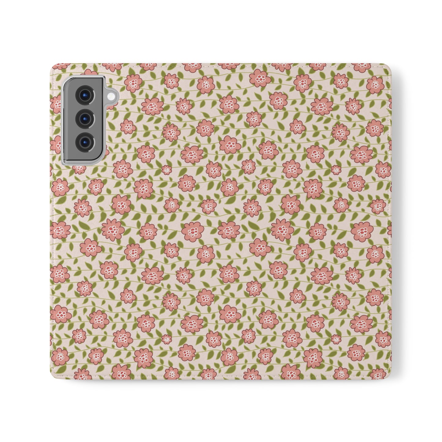 Coral Flowers on Cream Flip Cases for Samsung