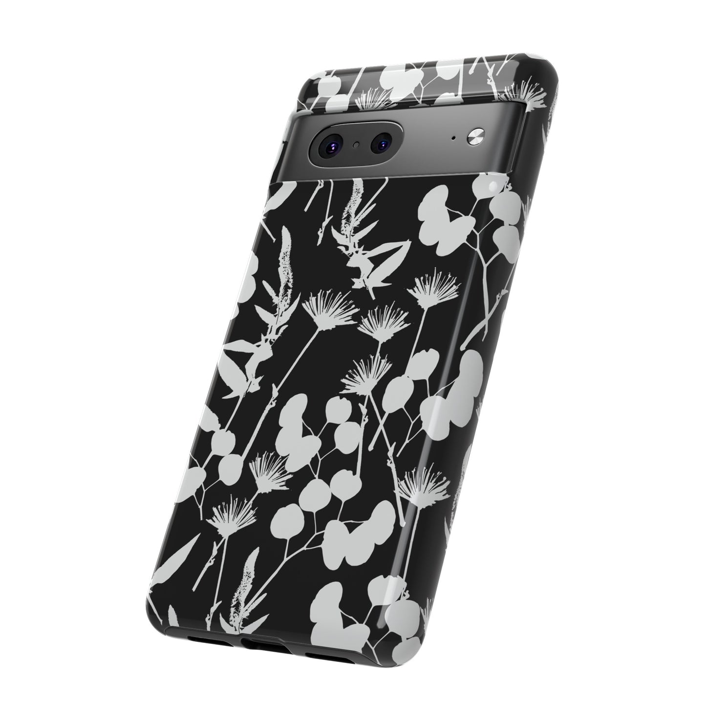 Black and White Floral Tough Cases for Google Pixel