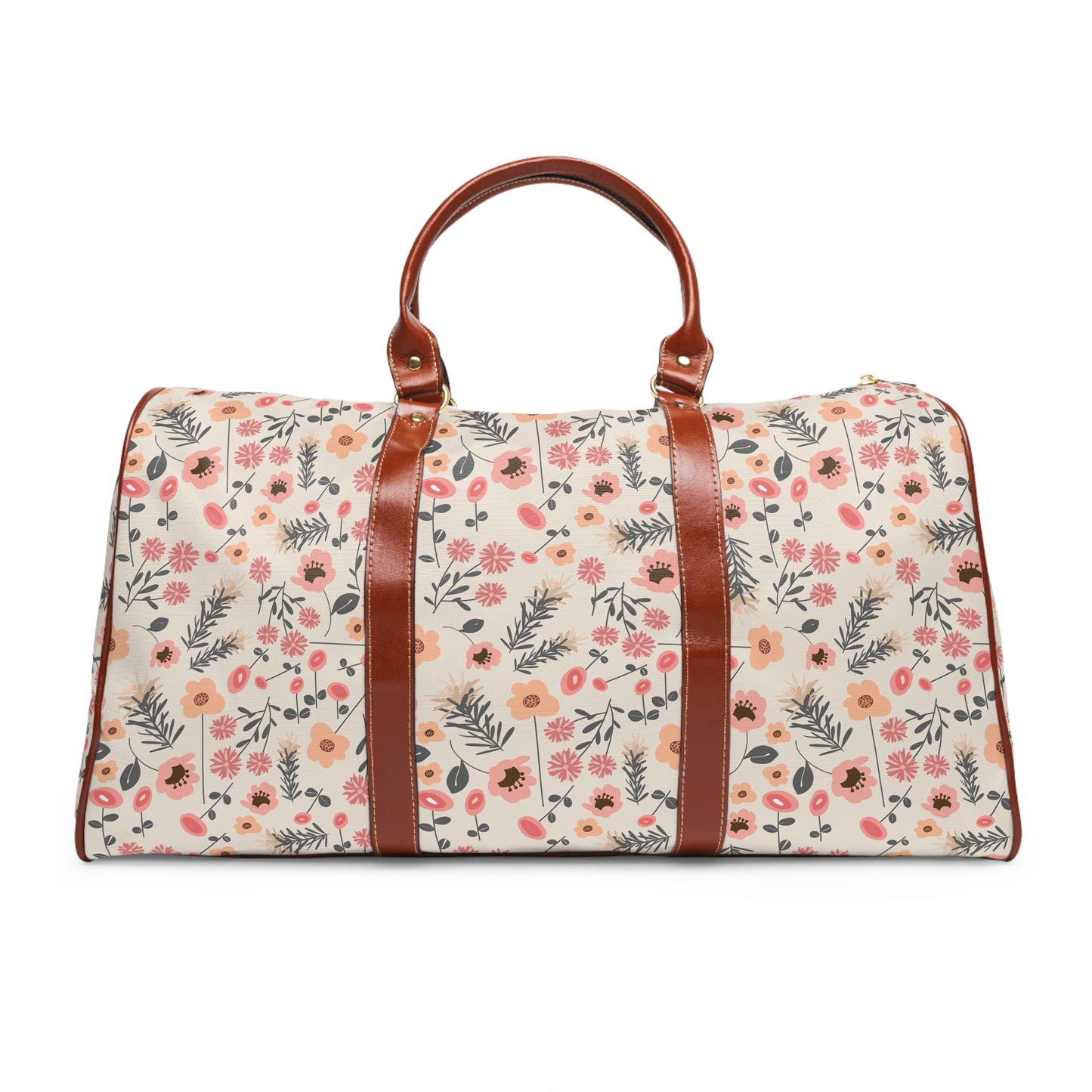 Peach and Cream Wildflowers Waterproof Travel Bag