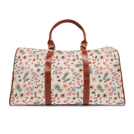 Peach and Cream Wildflowers Waterproof Travel Bag