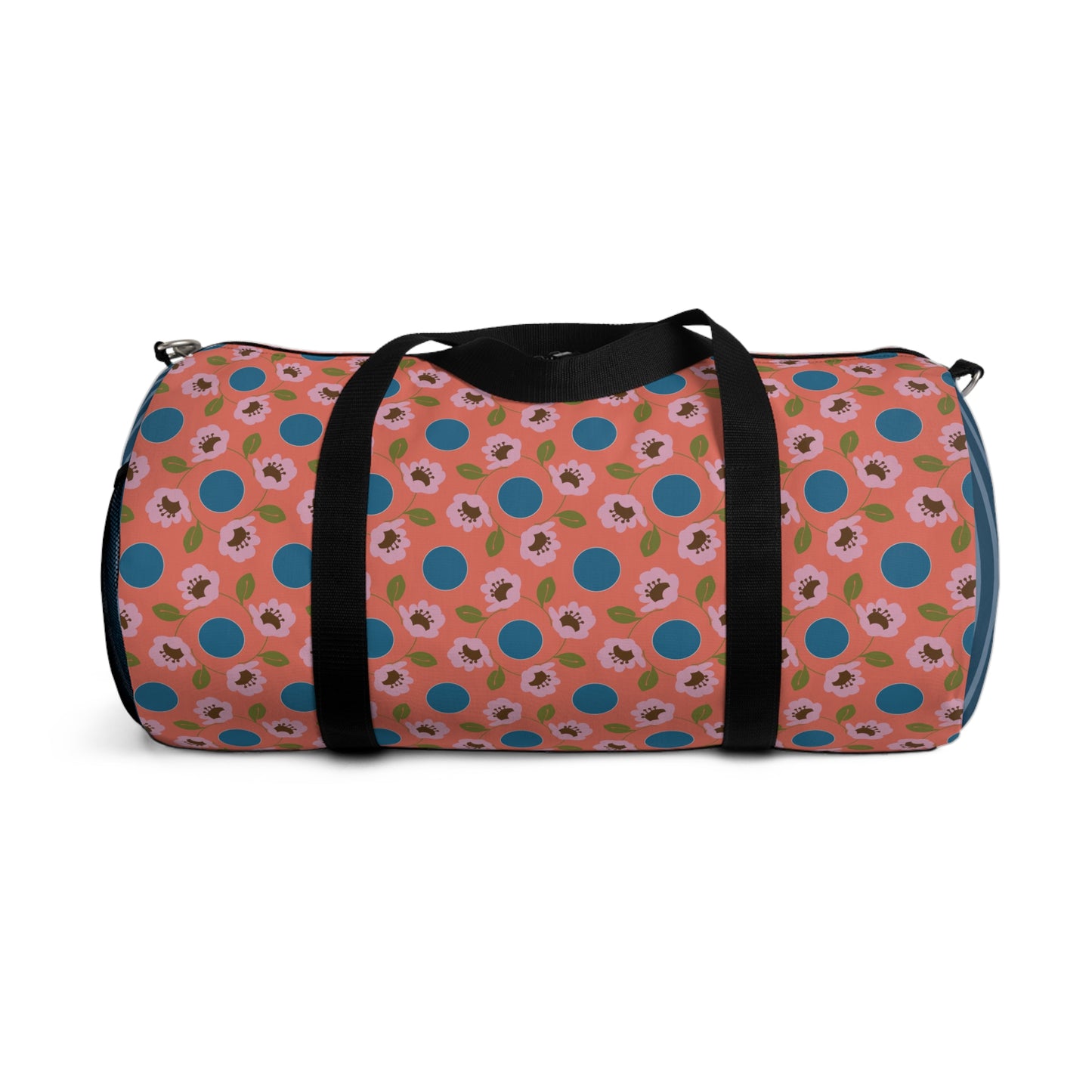 Wildflowers with Dots on Coral and Blue Duffel Bag