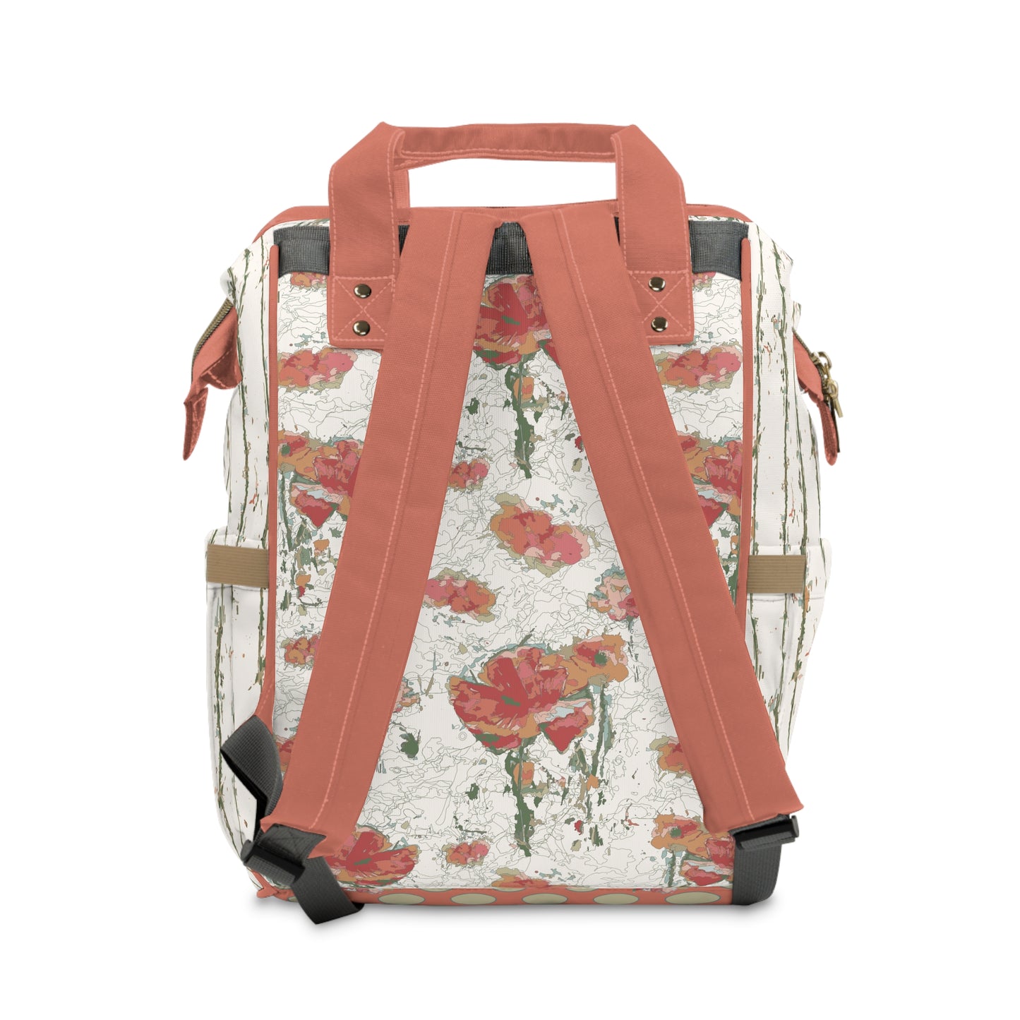 Orange Poppies Multifunctional Diaper Backpack