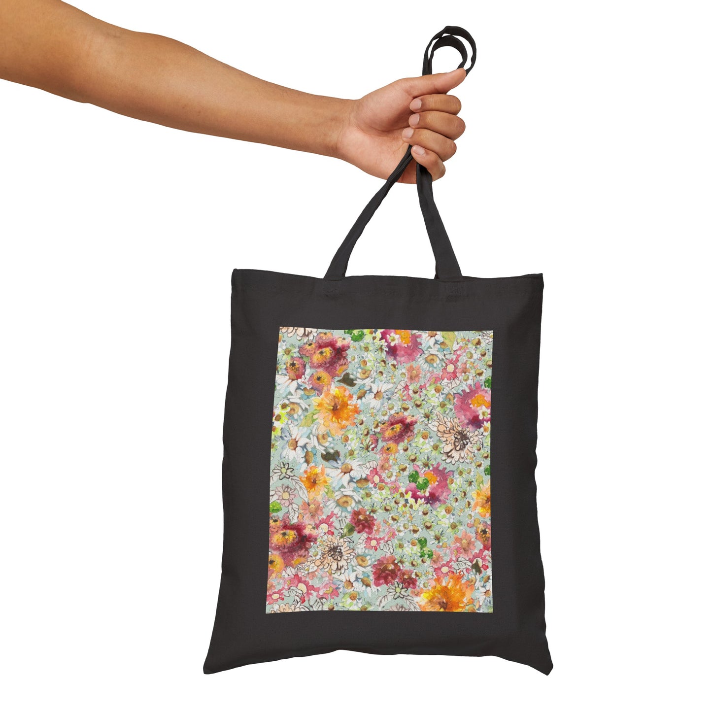 Farmhouse Floral Cotton Canvas Tote Bag