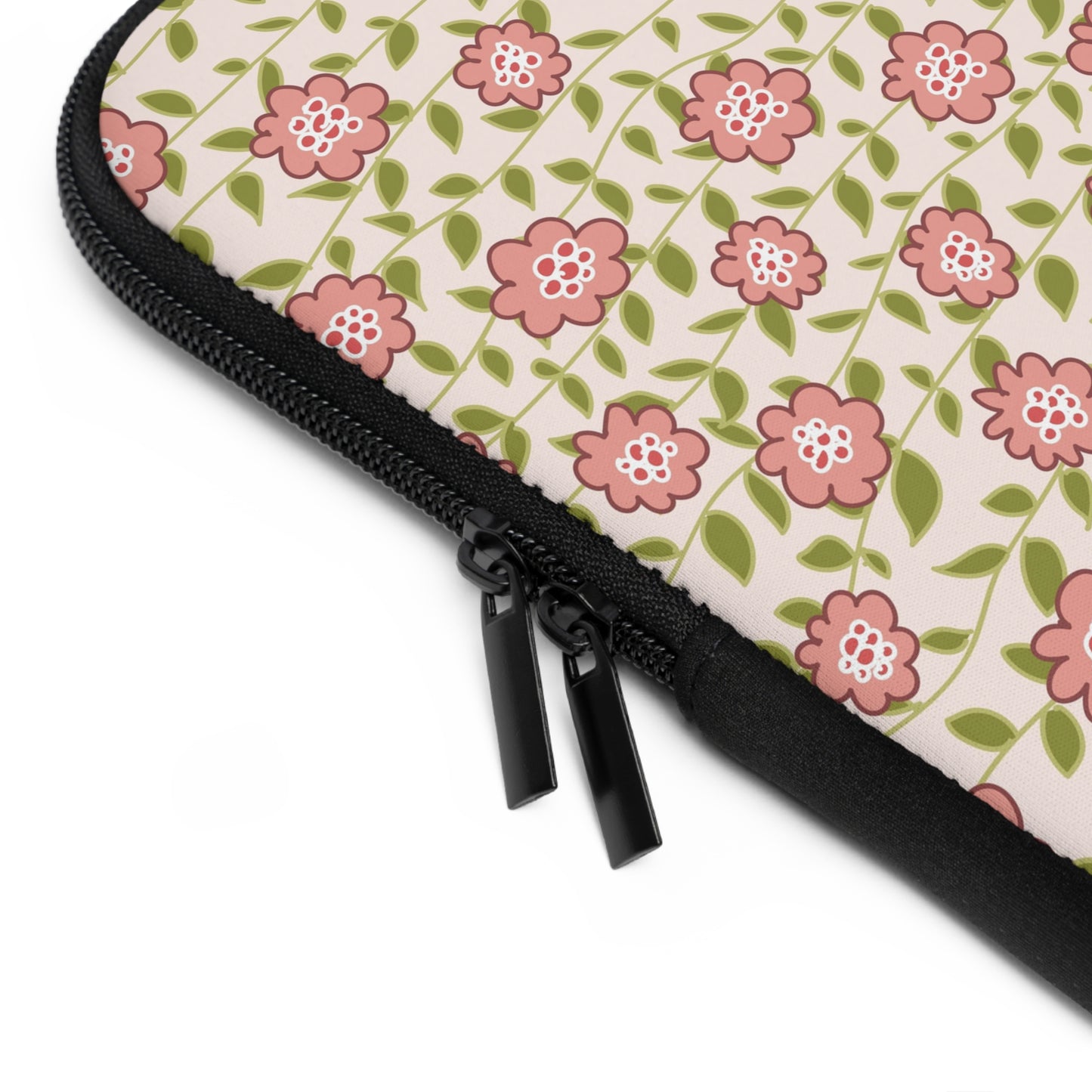 Coral Flowers on Cream Laptop Sleeve