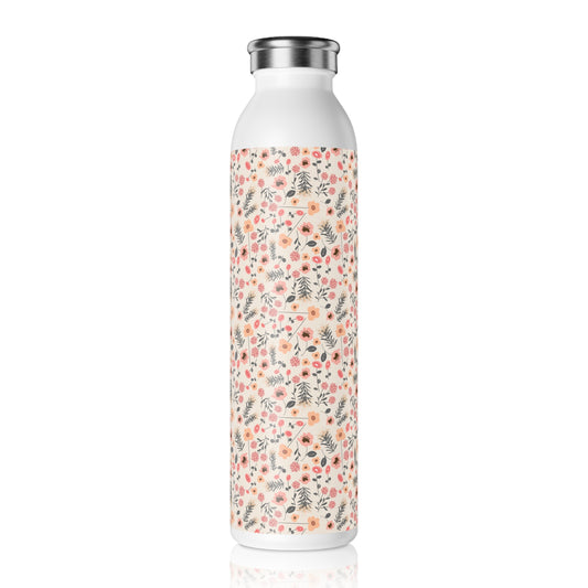 Peach and Cream Wildflowers Slim Water Bottle