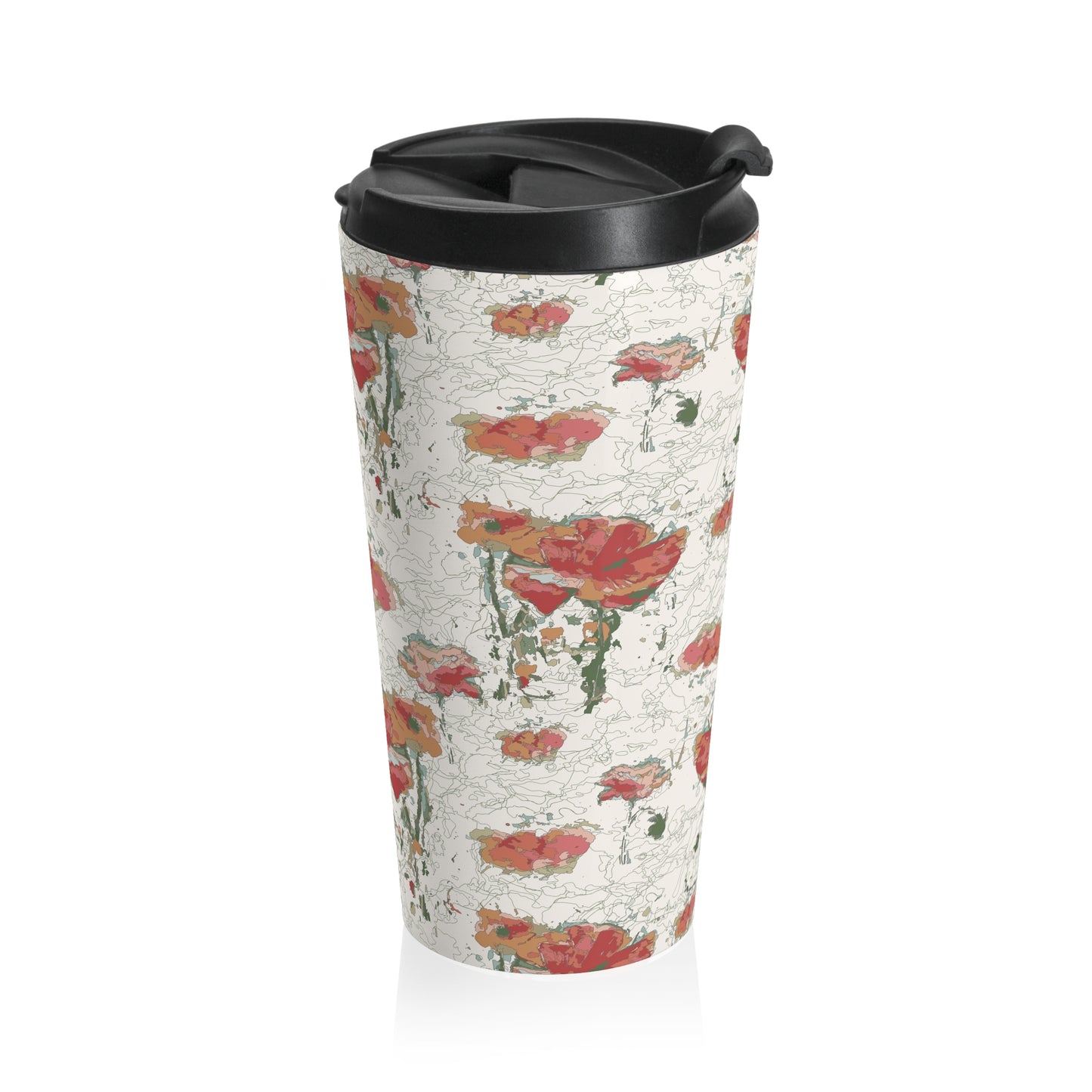 Orange Poppies Stainless Steel Travel Mug