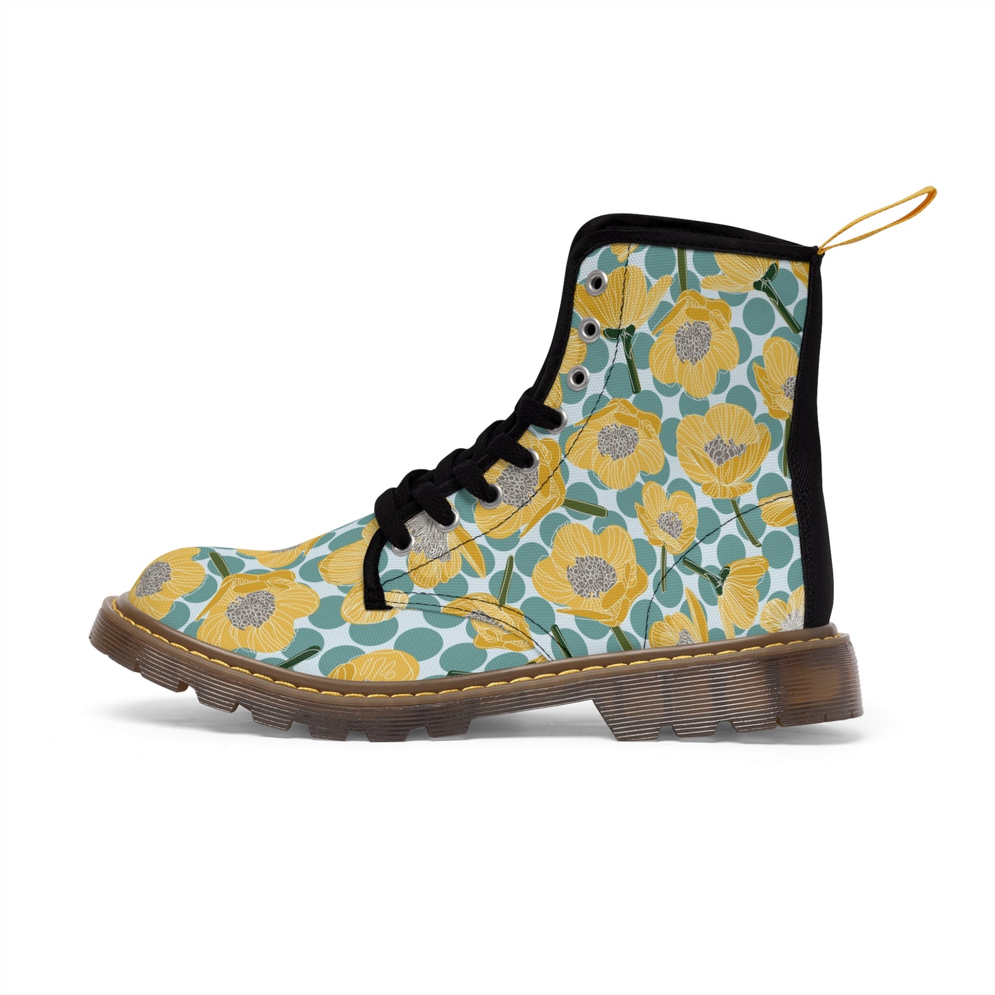 Buttercups and polka dots Women's Canvas Boots