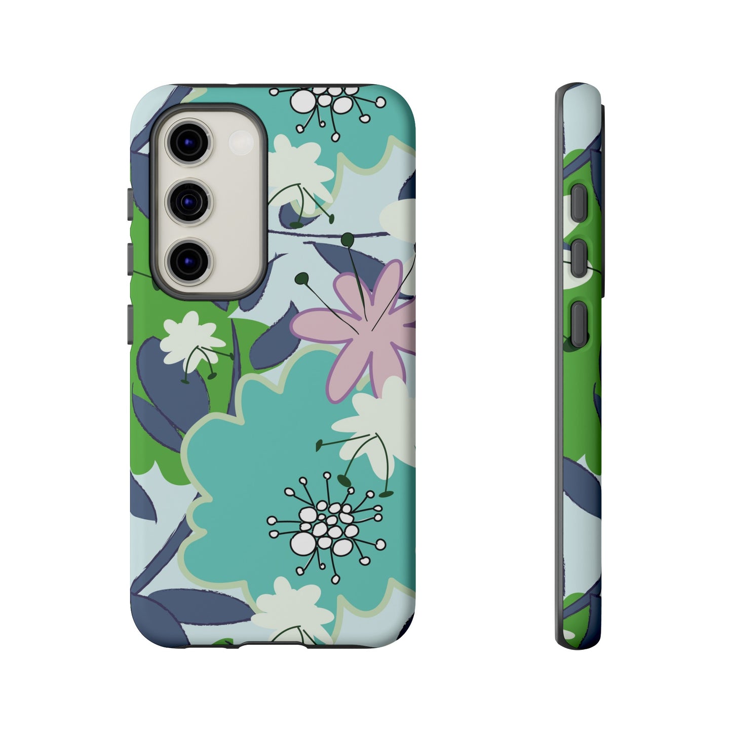 Mid Mod Floral in Blue and Green Tough Cases