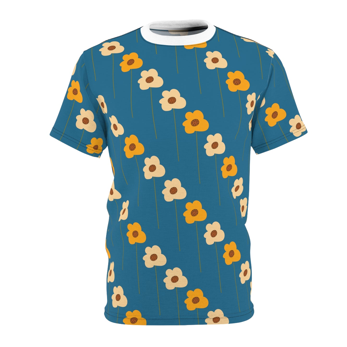 Yellow Wildflowers on Blue Tee