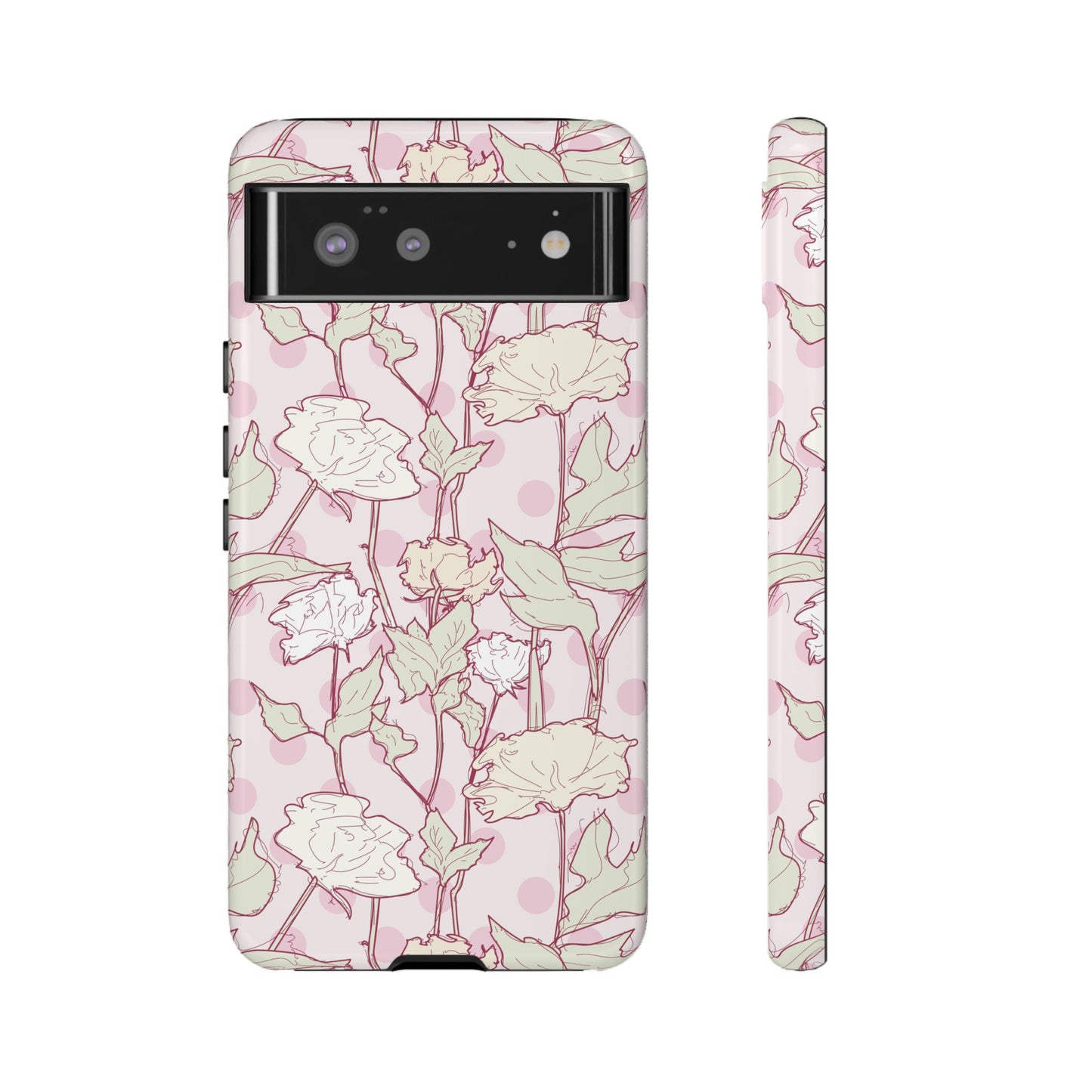 Roses and Dots in Pink Tough Cases for Google Pixel