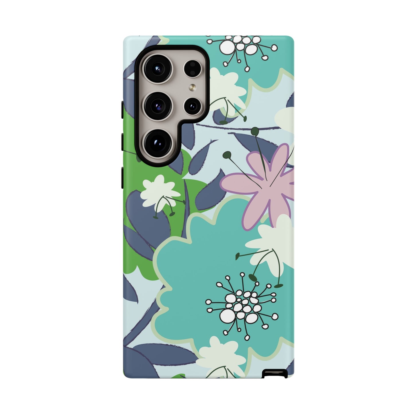 Mid Mod Floral in Blue and Green Tough Cases