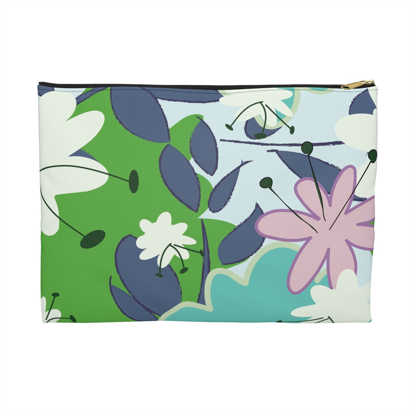 Mid Mod Floral in Blue and Green Accessory Pouch