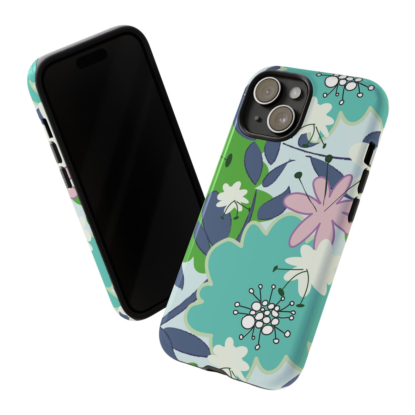 Mid Mod Floral in Blue and Green Tough Cases