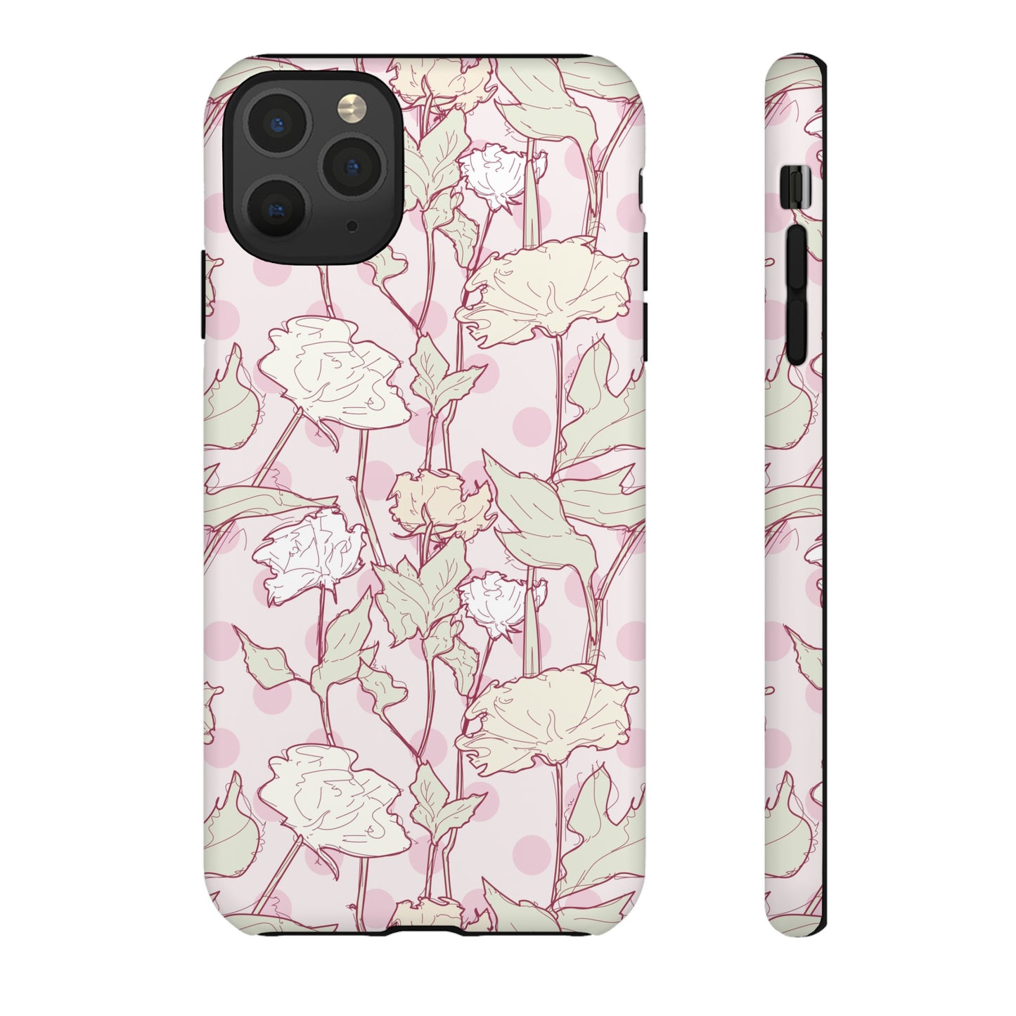 Roses and Dots in Pink Tough Cases for iPhone