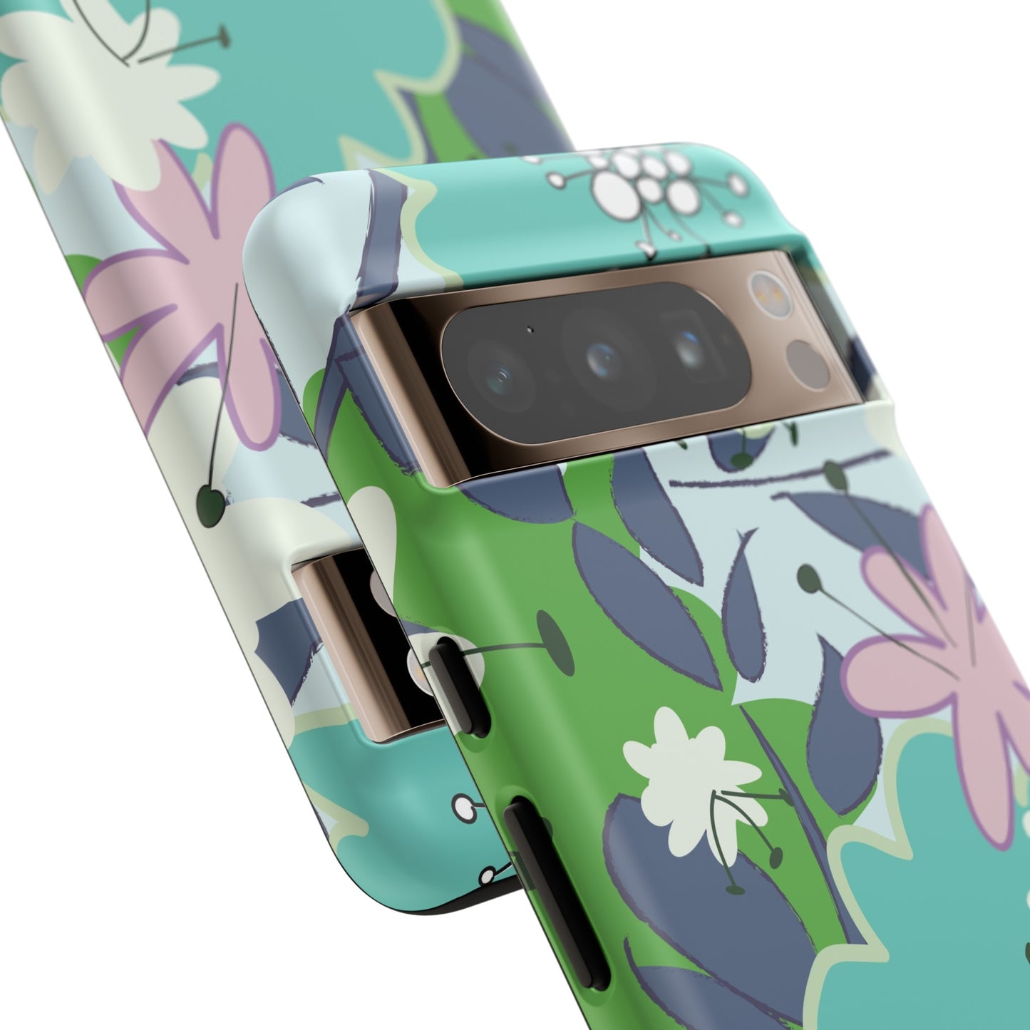 Mid Mod Floral in Blue and Green Tough Cases