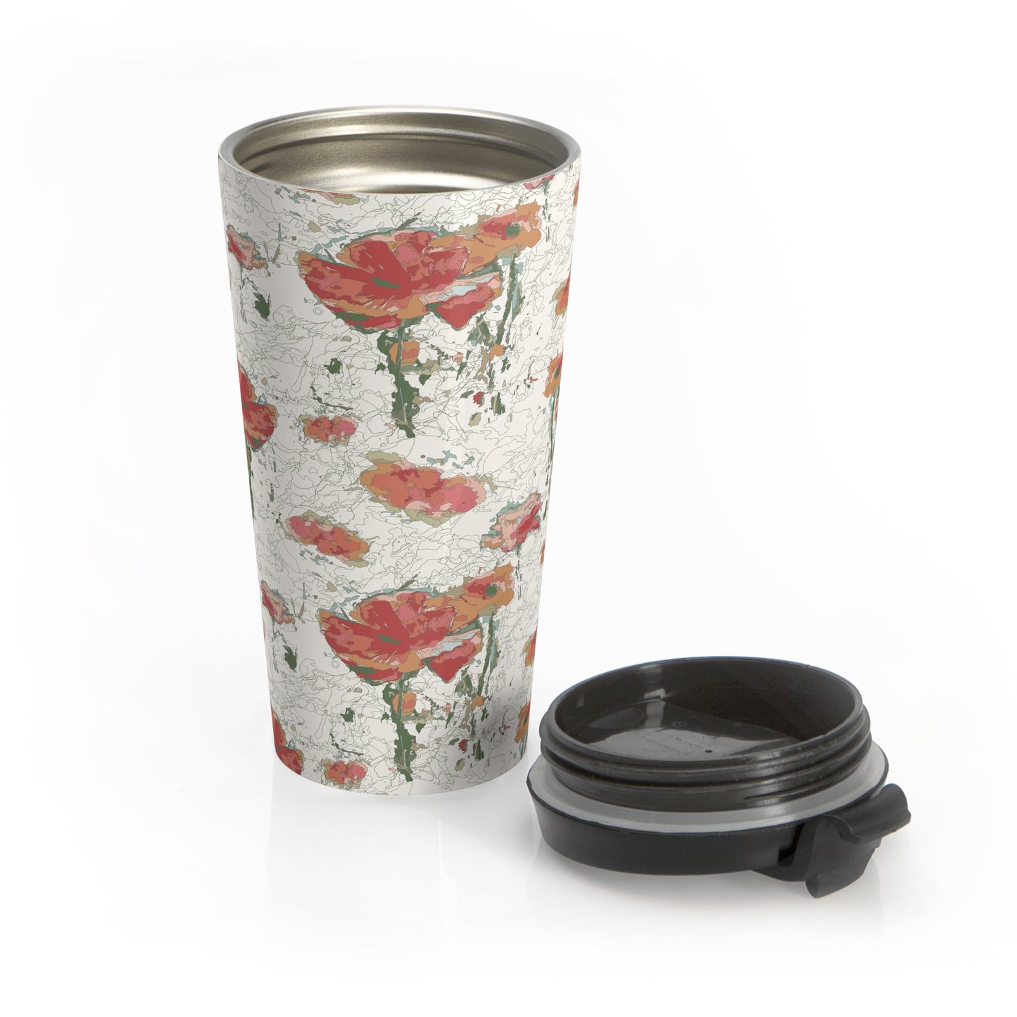 Orange Poppies Stainless Steel Travel Mug