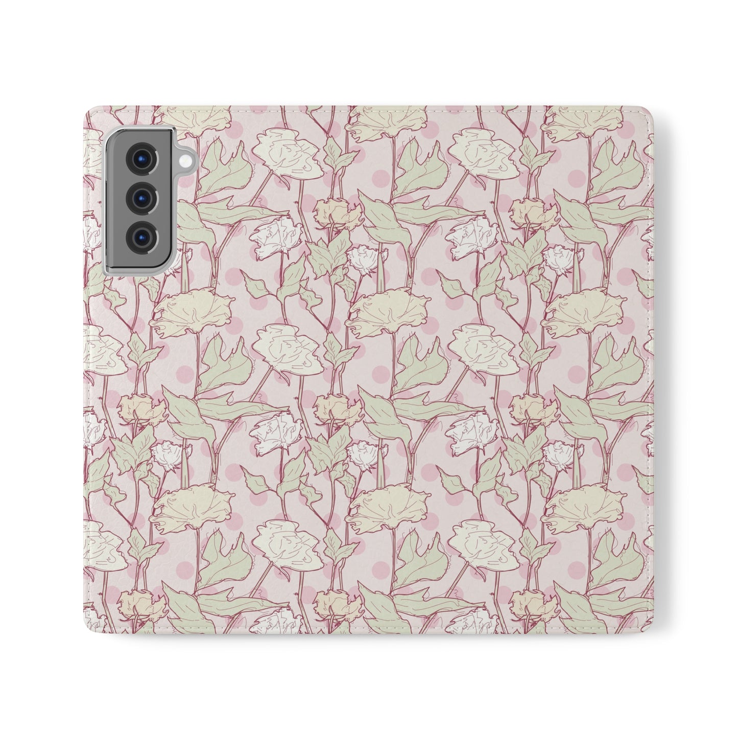 Roses and Dots in Pink Flip Cases for Samsung