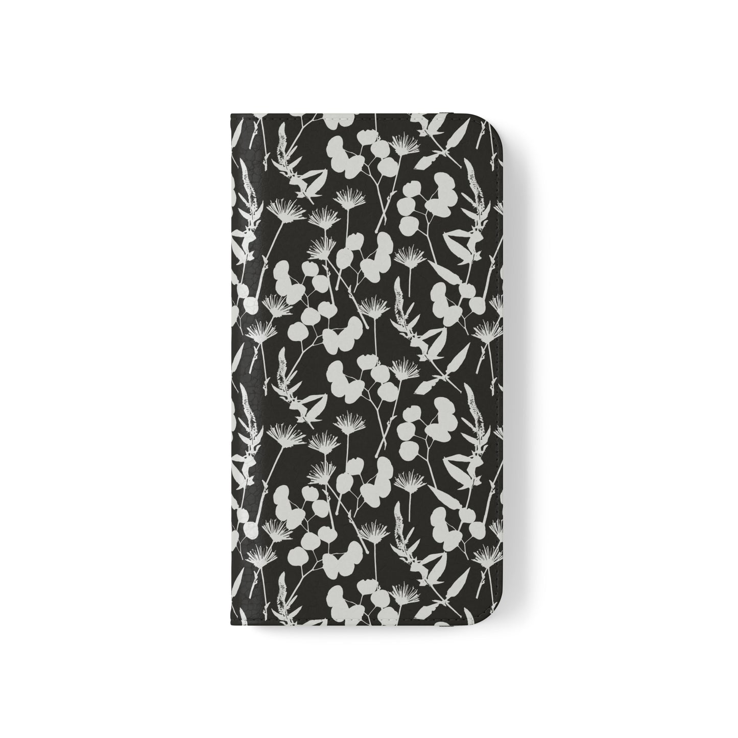 Black and White Floral Flip Cases for iPhone