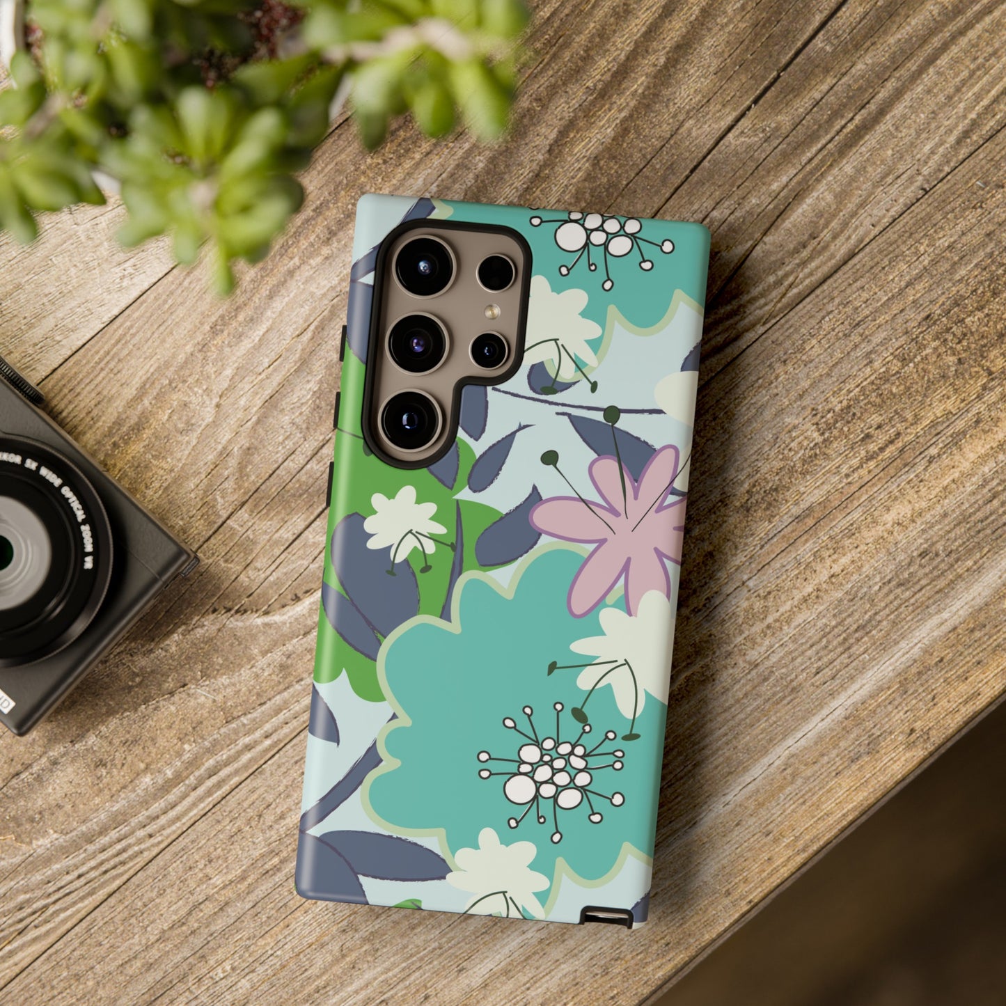 Mid Mod Floral in Blue and Green Tough Cases